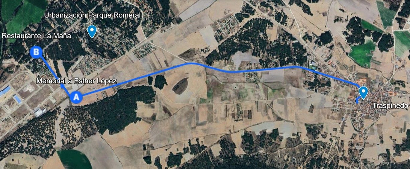 Mapa con la ubicación del memorial a Esther López