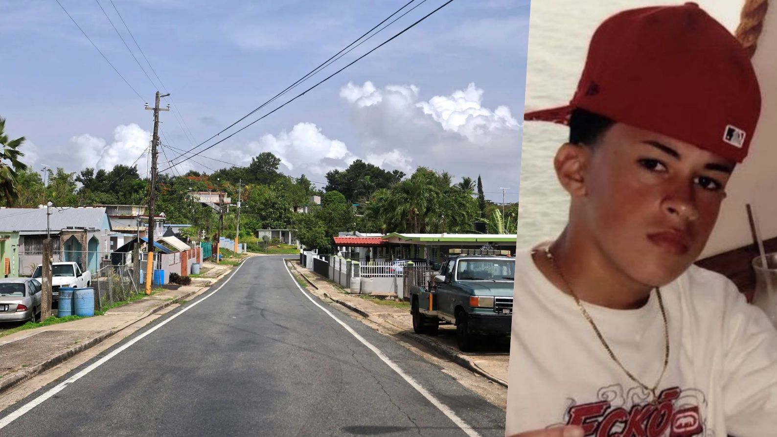 Fotomontaje con el barrio de Bad Bunny y una imagen de su preadolescencia