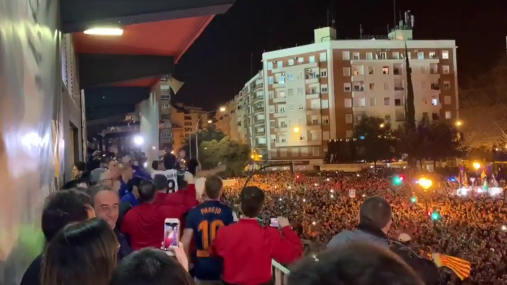 La celebración del Valencia por el pase a la final de Copa del Rey hace seis años