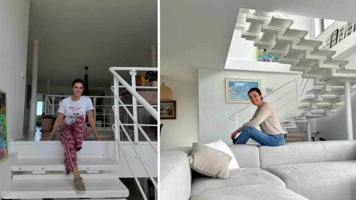 La gran escalera abierta contribuye a que el espacio se vea aún más amplio