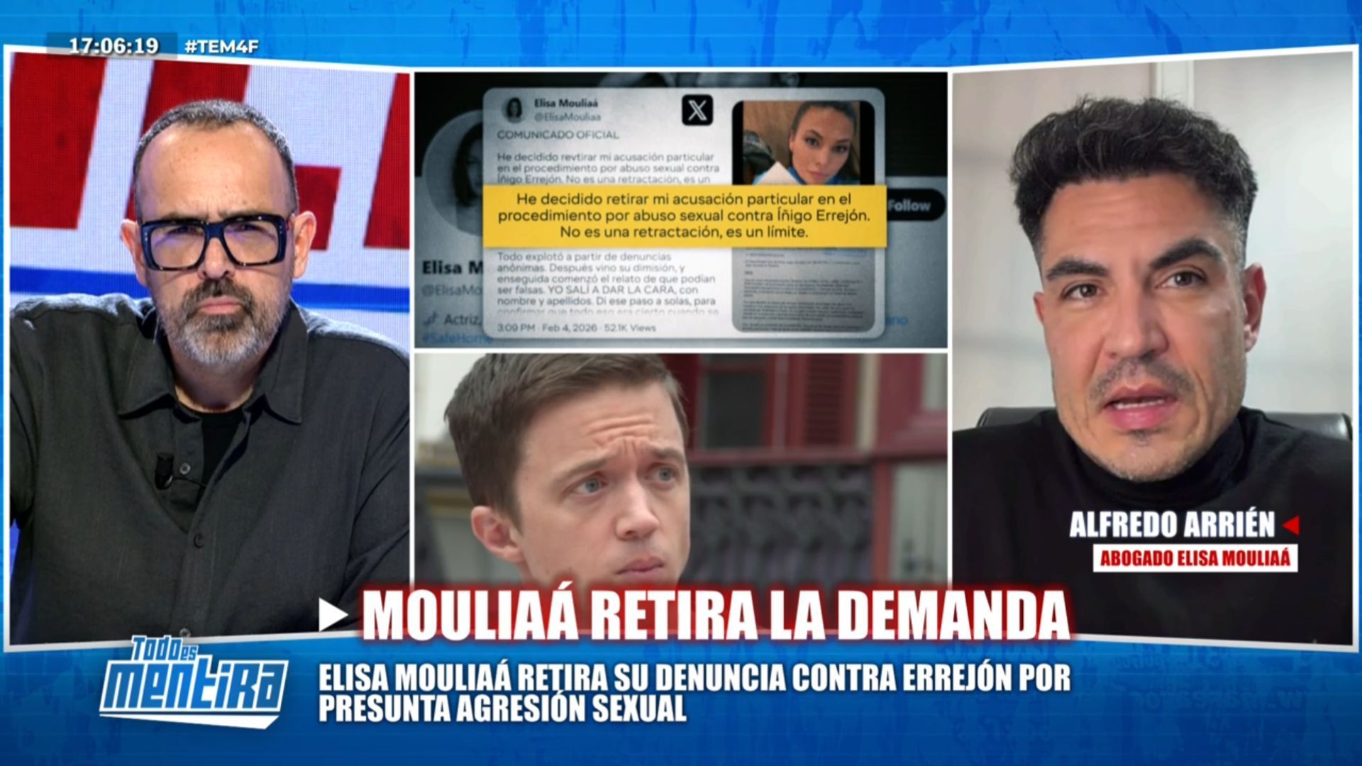 La opinión del abogado de Elisa Mouliaá sobre la decisión de retirar su acusación: "Hay que tener cuidado con la responsabilidad de los actos"