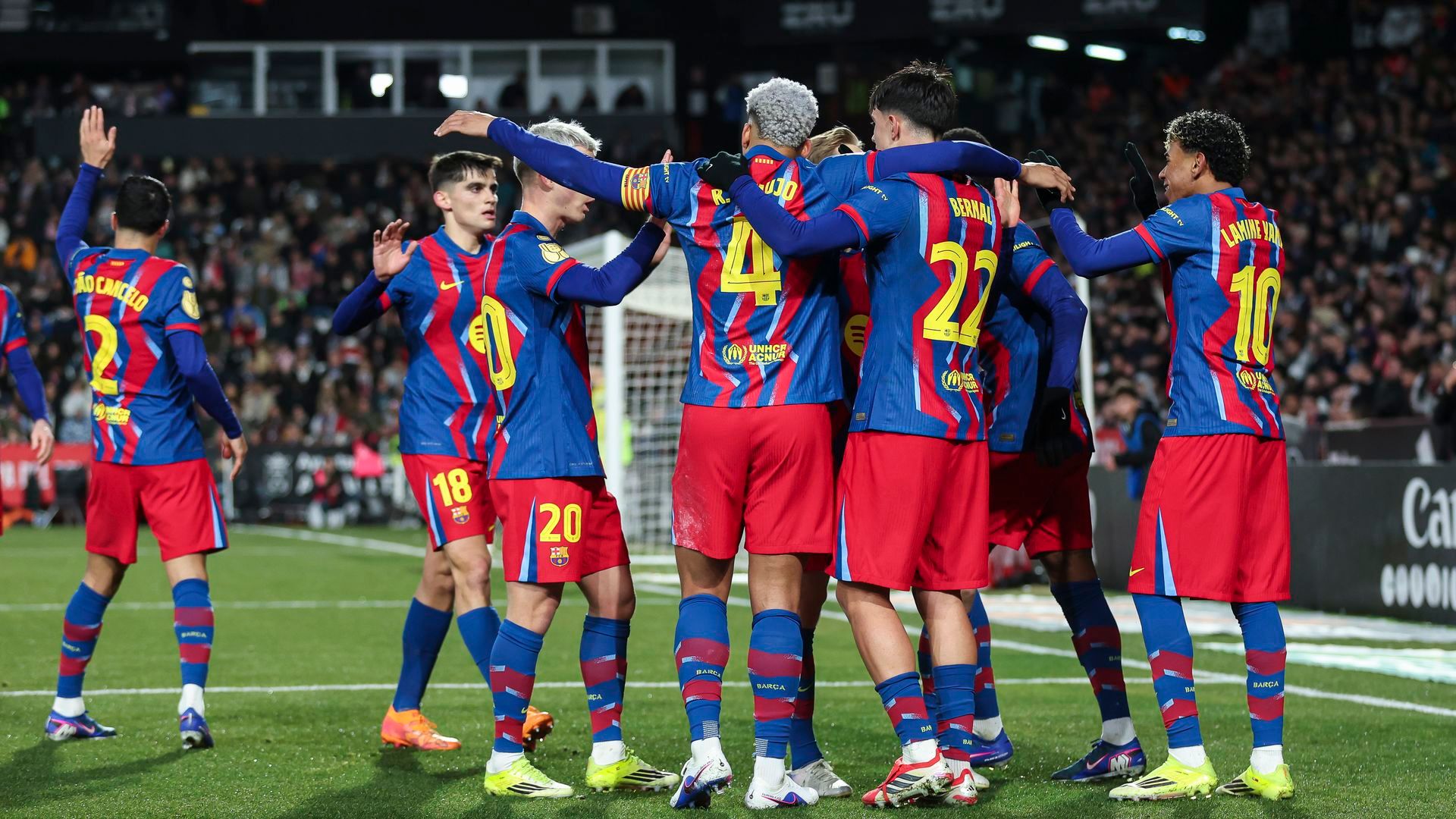 Los jugadores del FC Barcelona celebrando un gol contra el Albacete en la Copa del Rey