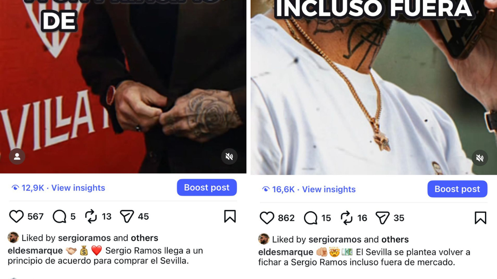 Los 'me gusta' de Sergio Ramos a las publicaciones de ElDesmarque
