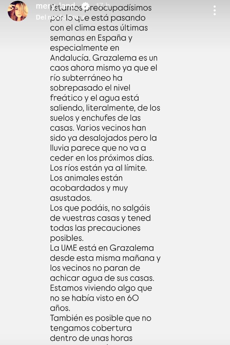 El mensaje de preocupación de María José Campanario