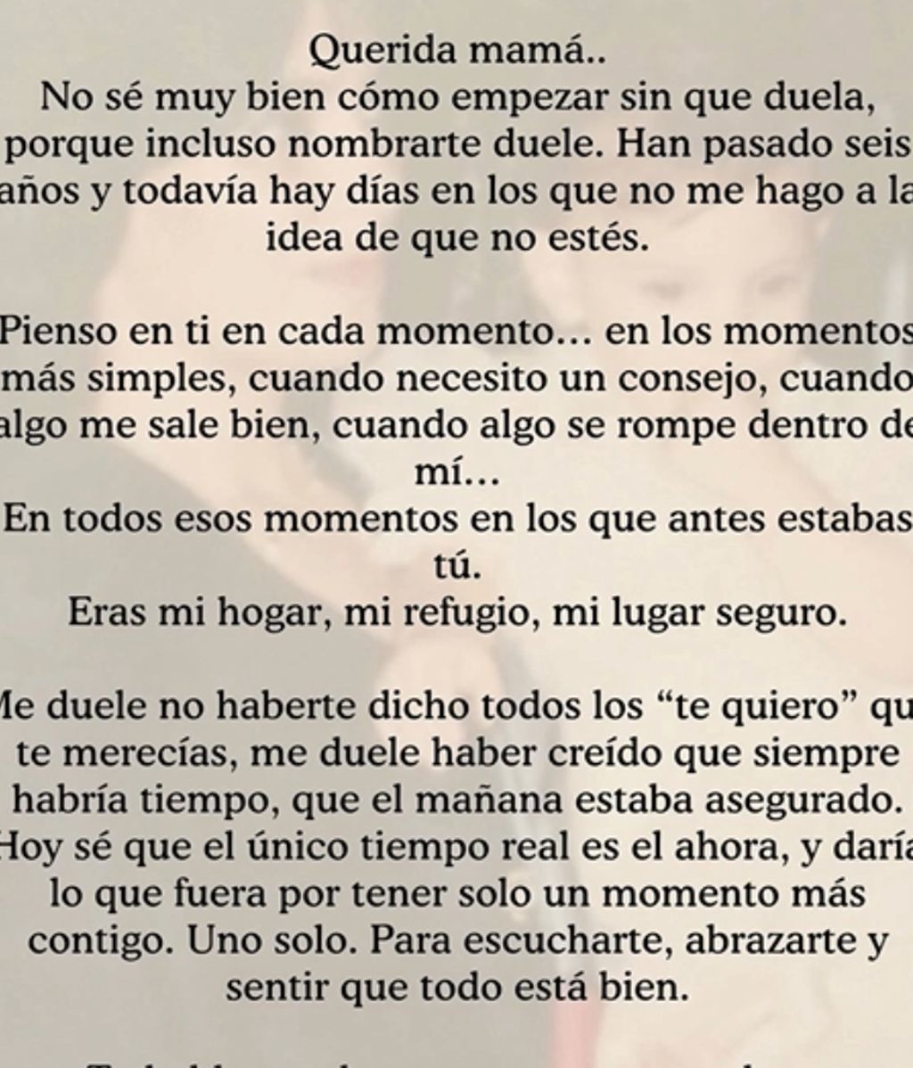 El mensaje de Irene Rosales a su madre: "Me duele no haberte dicho todos los 'te quiero' que te merecías"