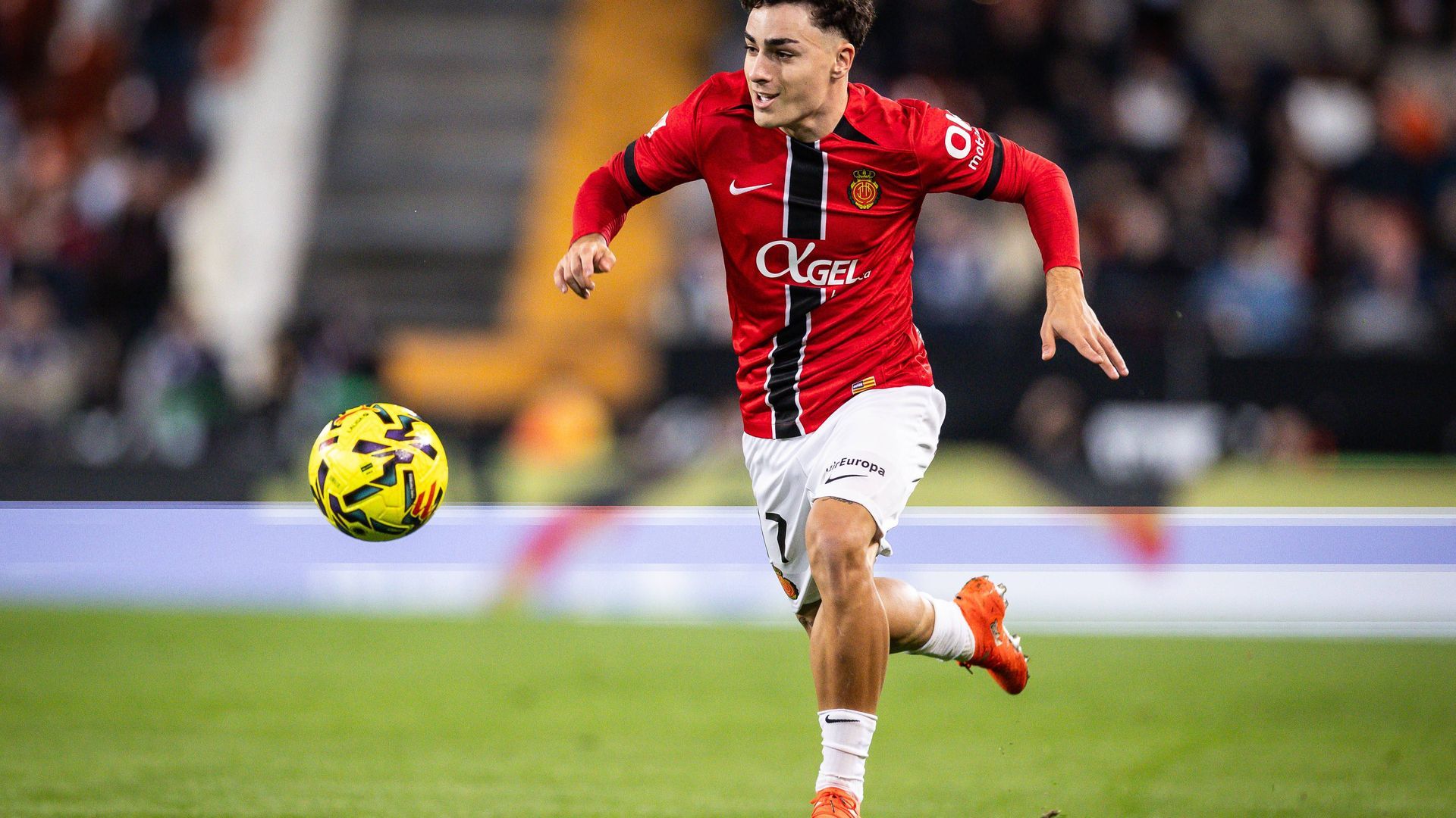 Jan Virgili en un partido con el Mallorca