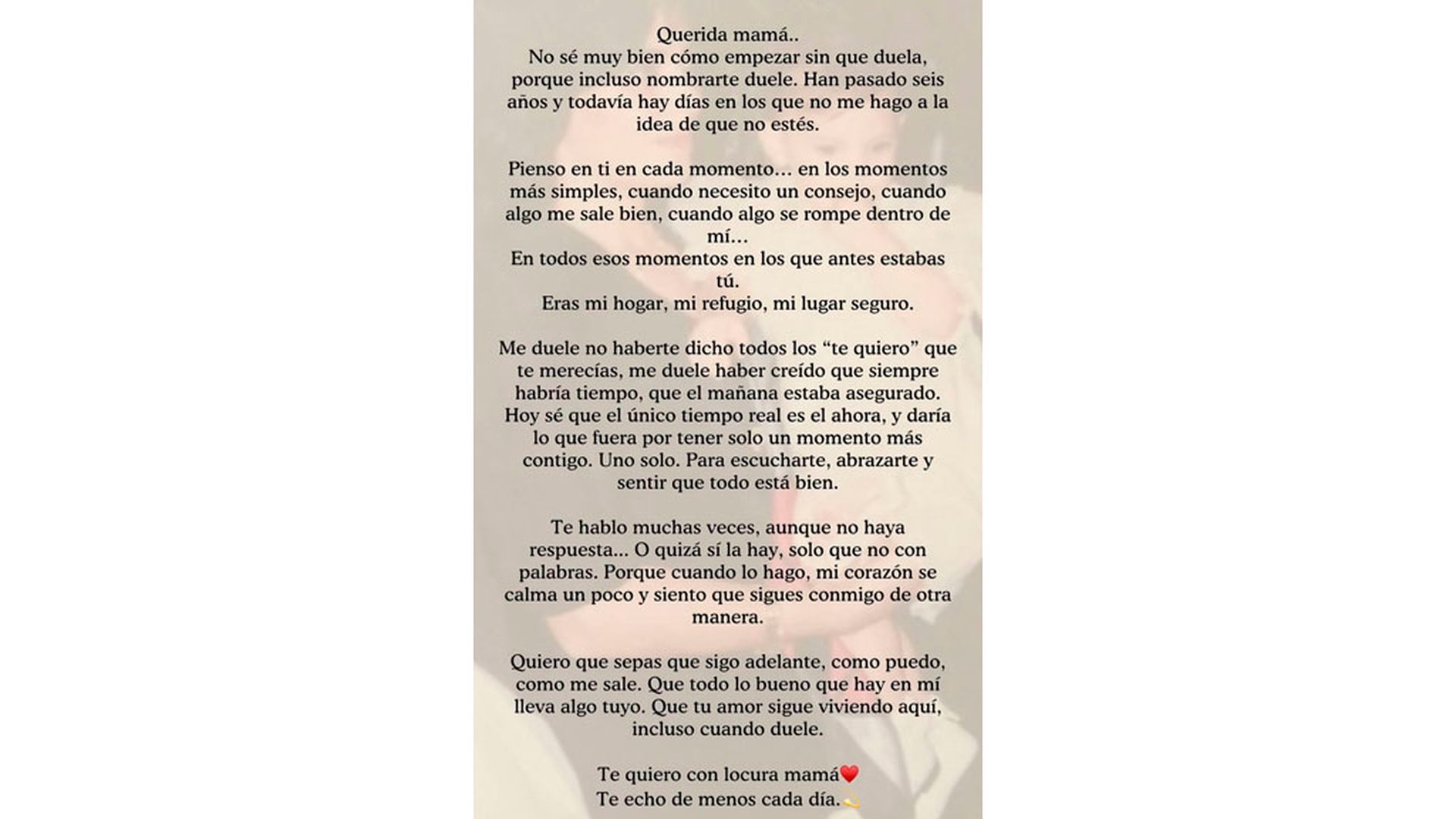 La carta de Irene Rosales a su madre