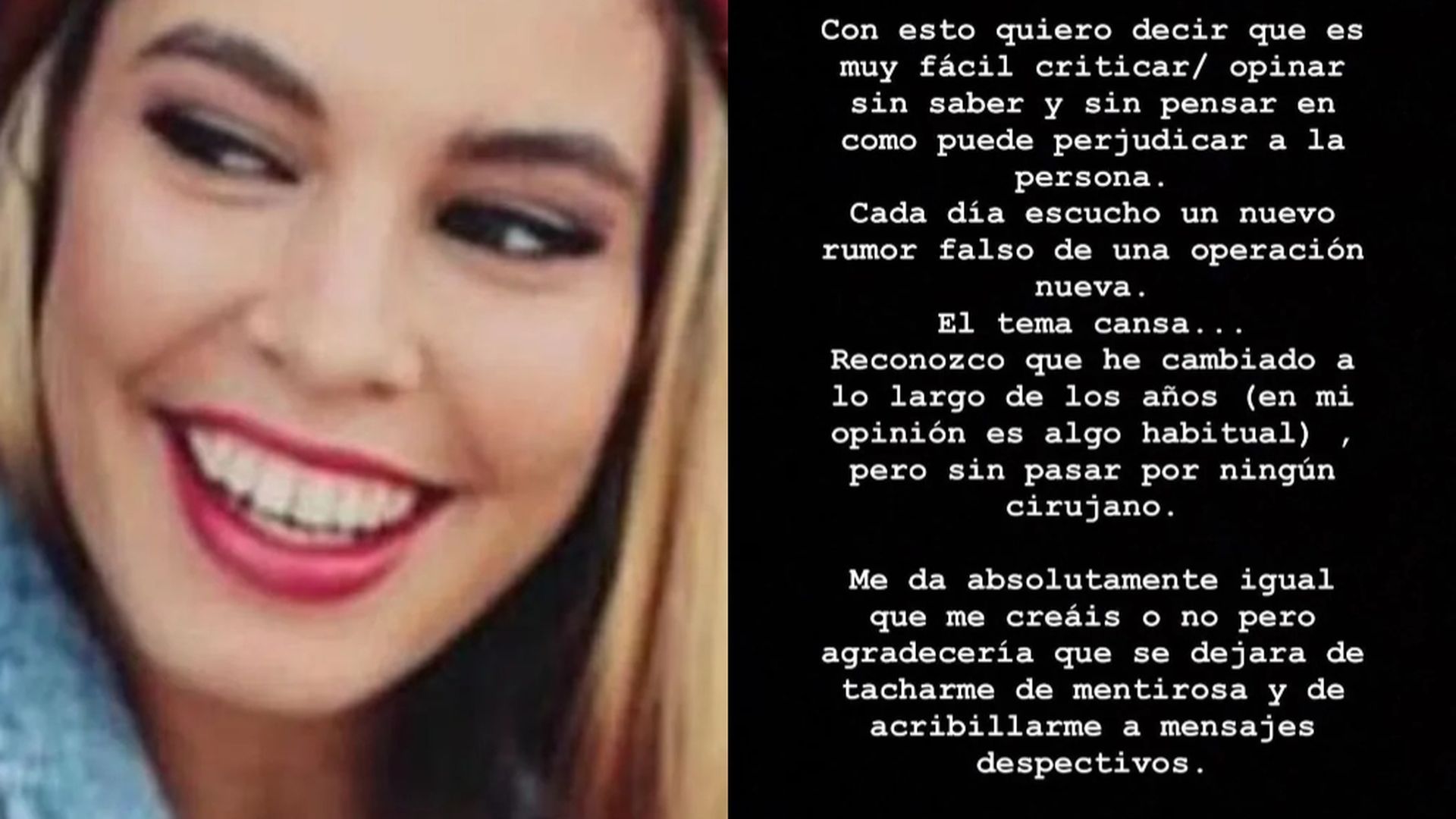 La imagen antigua de Jessica Goicoechea que enseñó Carla Barber y su comunicado aclarando si se ha operado