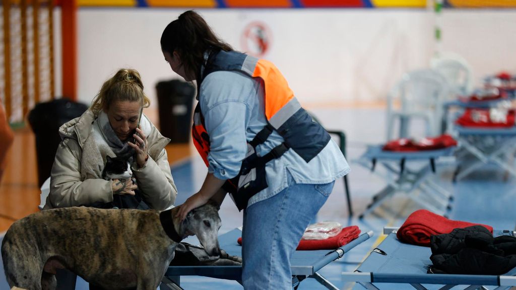 Vecinos de Grazalema pasan la noche en un polideportivo de Ronda tras el desalojo de la localidad: "Hemos cogido lo primero que hemos pillado"