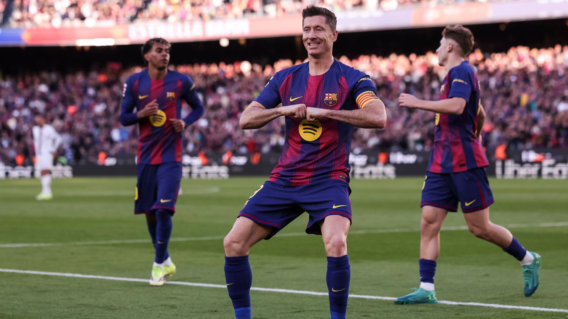 Robert Lewandowski celebrando el gol ante el Mallorca