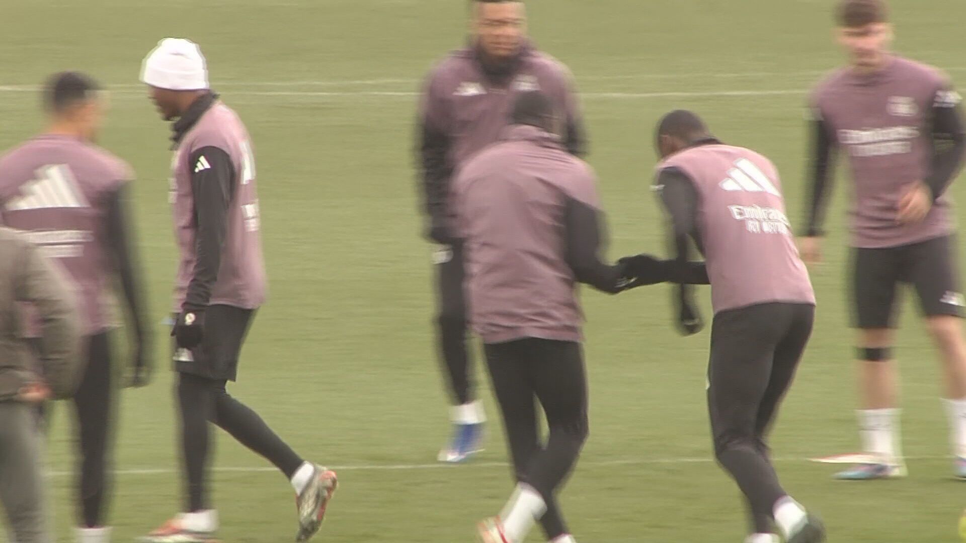 Rüdiger y Mendy en el entrenamiento del Real Madrid