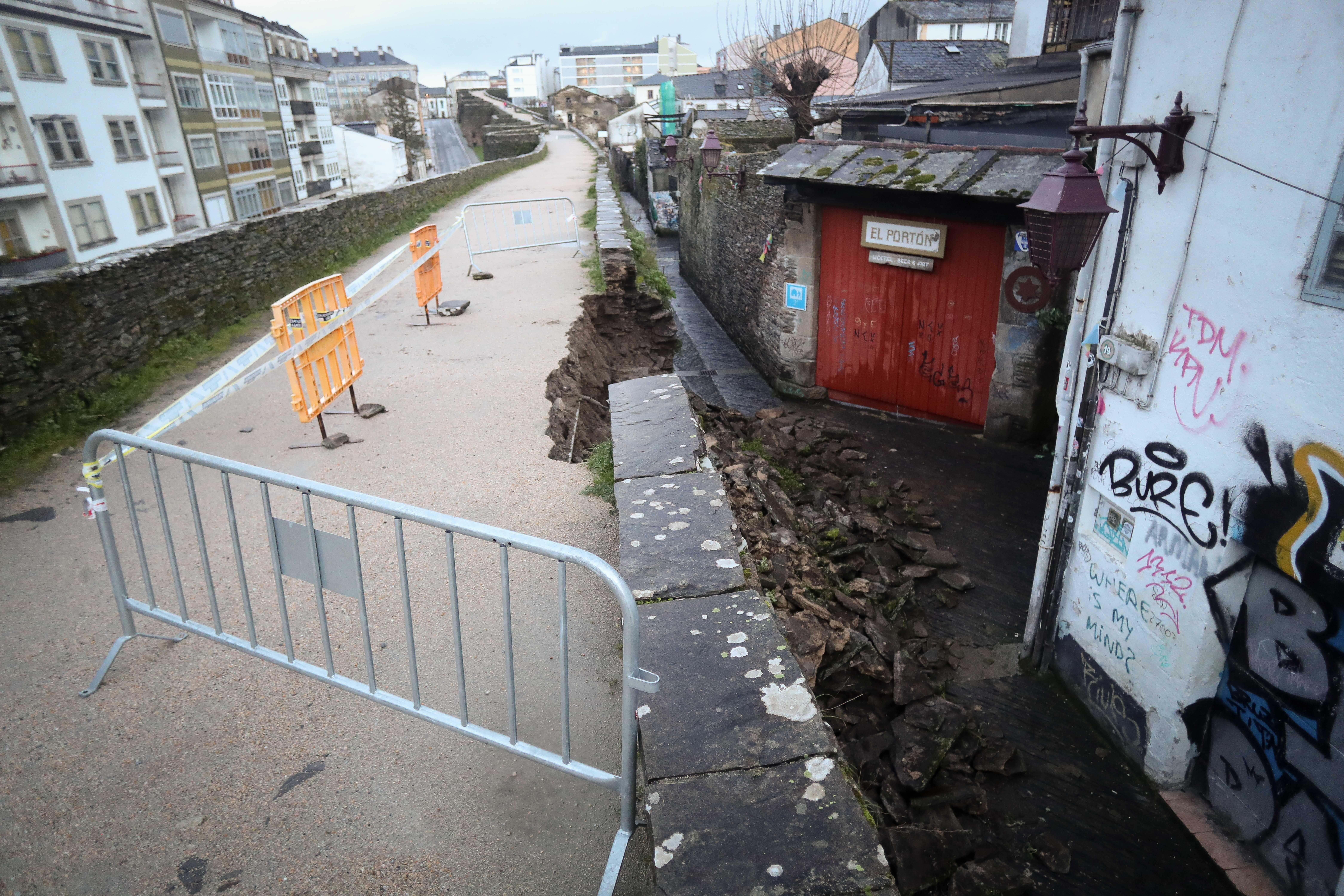Zona acordonada tras el derrumbe