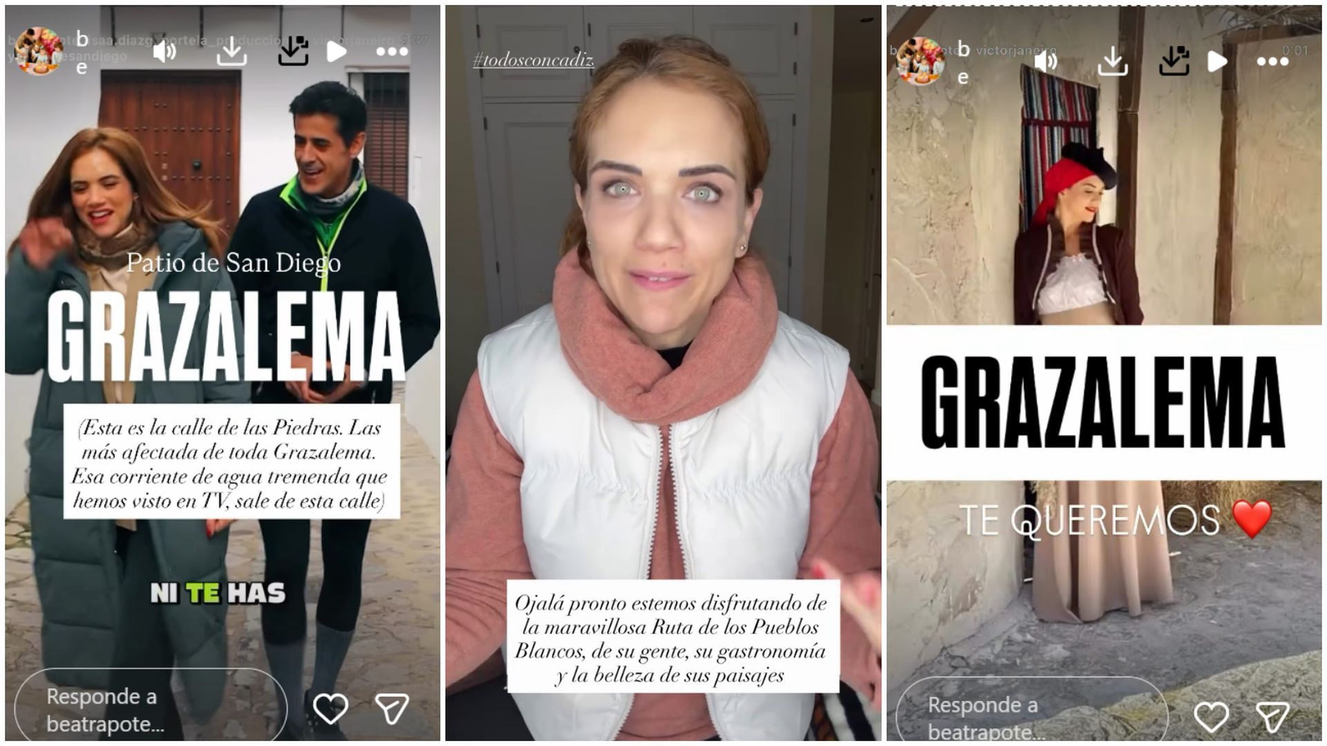 Beatriz Trapote ha compartido su testimonio de lo que ha visto al ayudar a los pueblos de Cádiz inundados