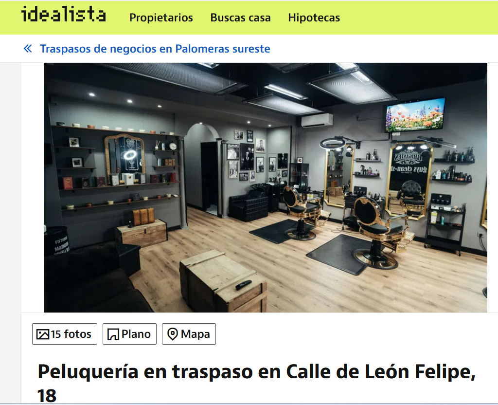 El anuncio que aparece en la web de venta y compra del local de Carlo Costanzia
