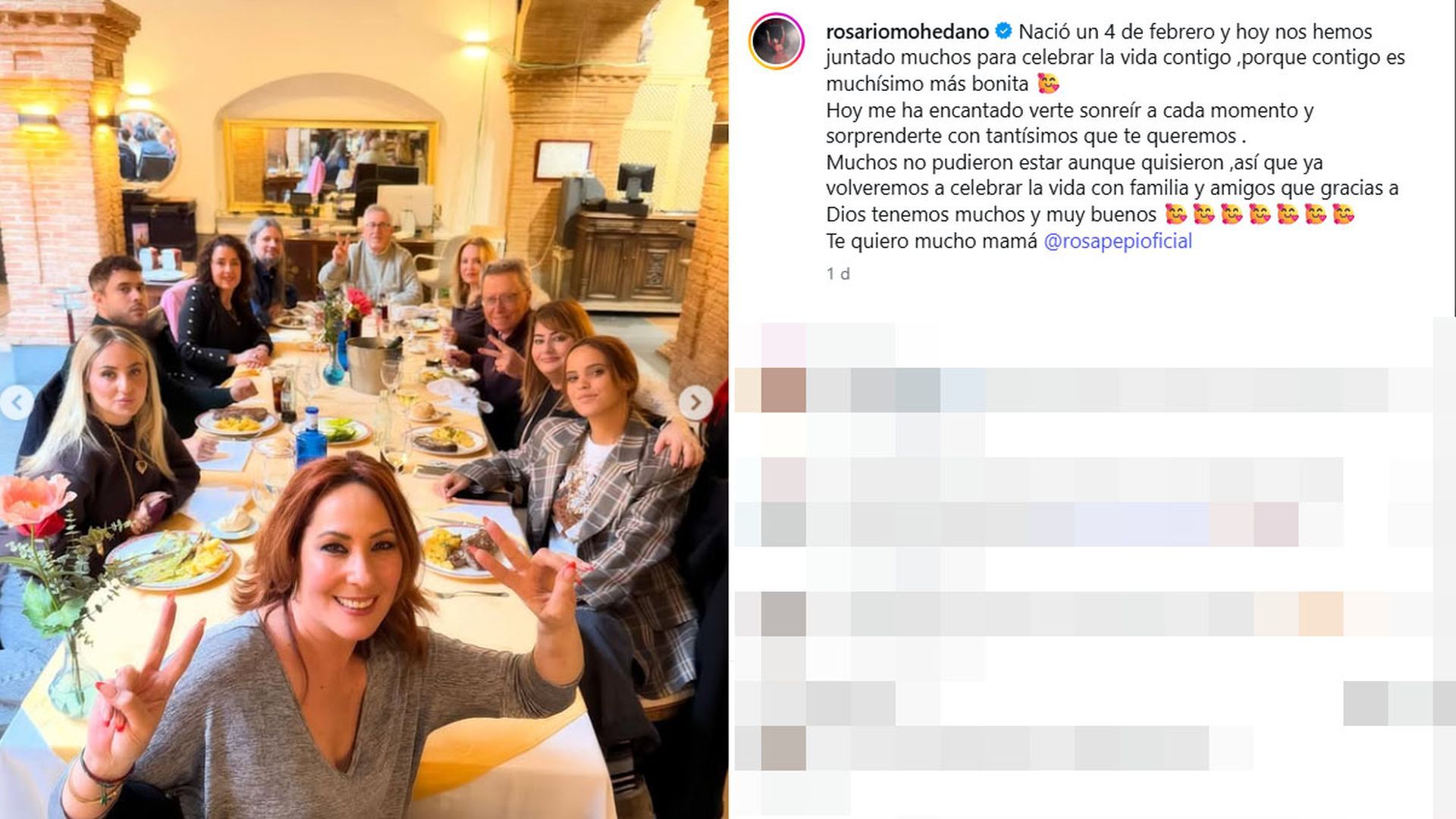 La familia Ortega, en el cumpleaños de Rosa Benito