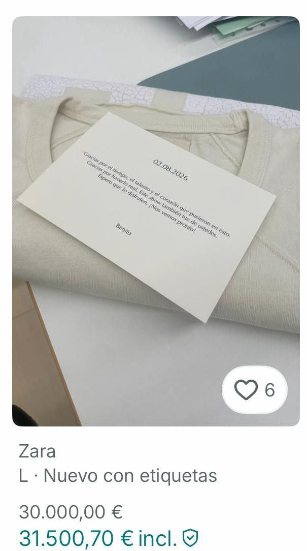 Anuncio publicado en una plataforma de venta donde se piden 3.000 euros por la camiseta de Bad Bunny