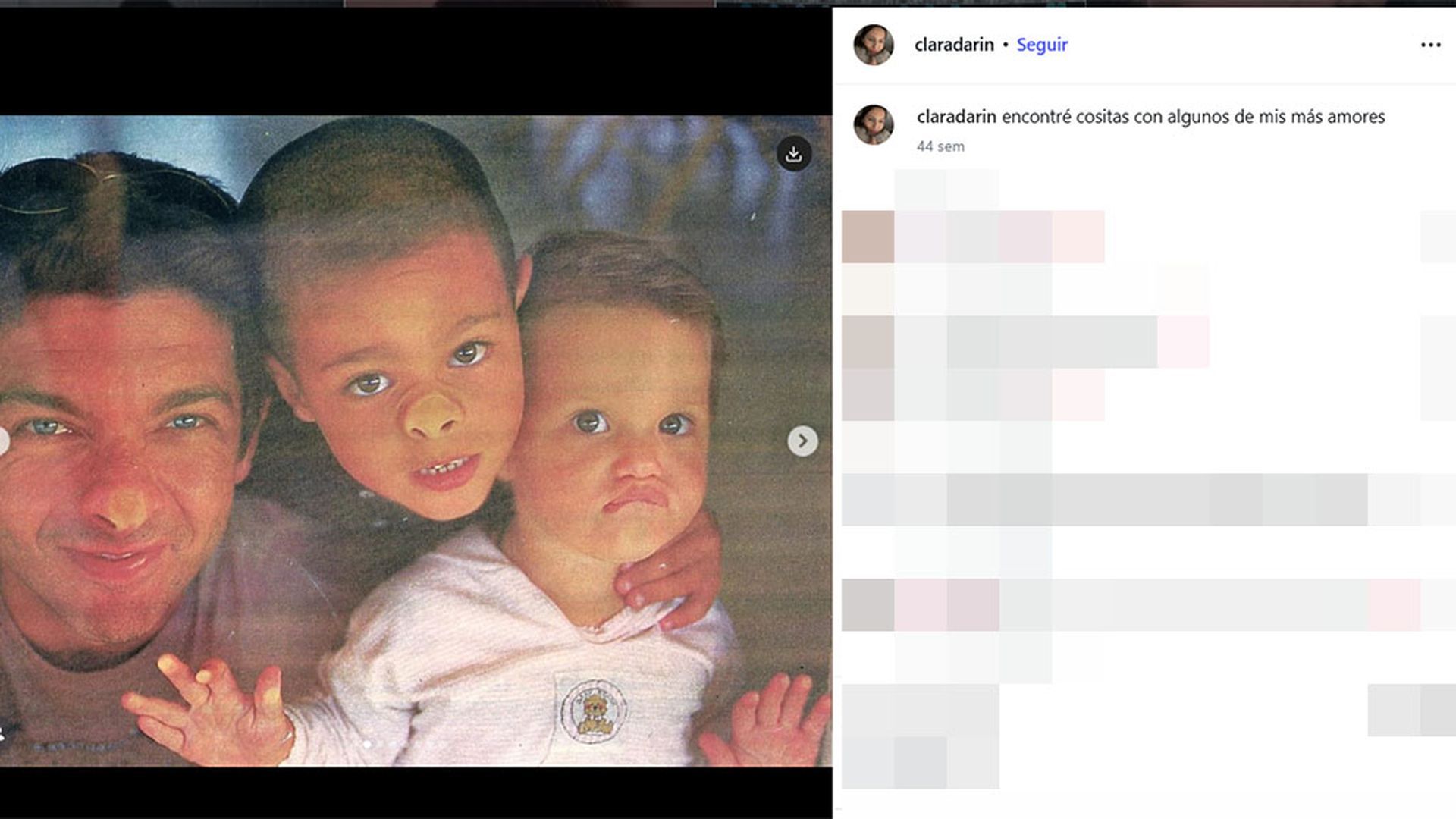 Chino Darín, su padre y su hermana Clara