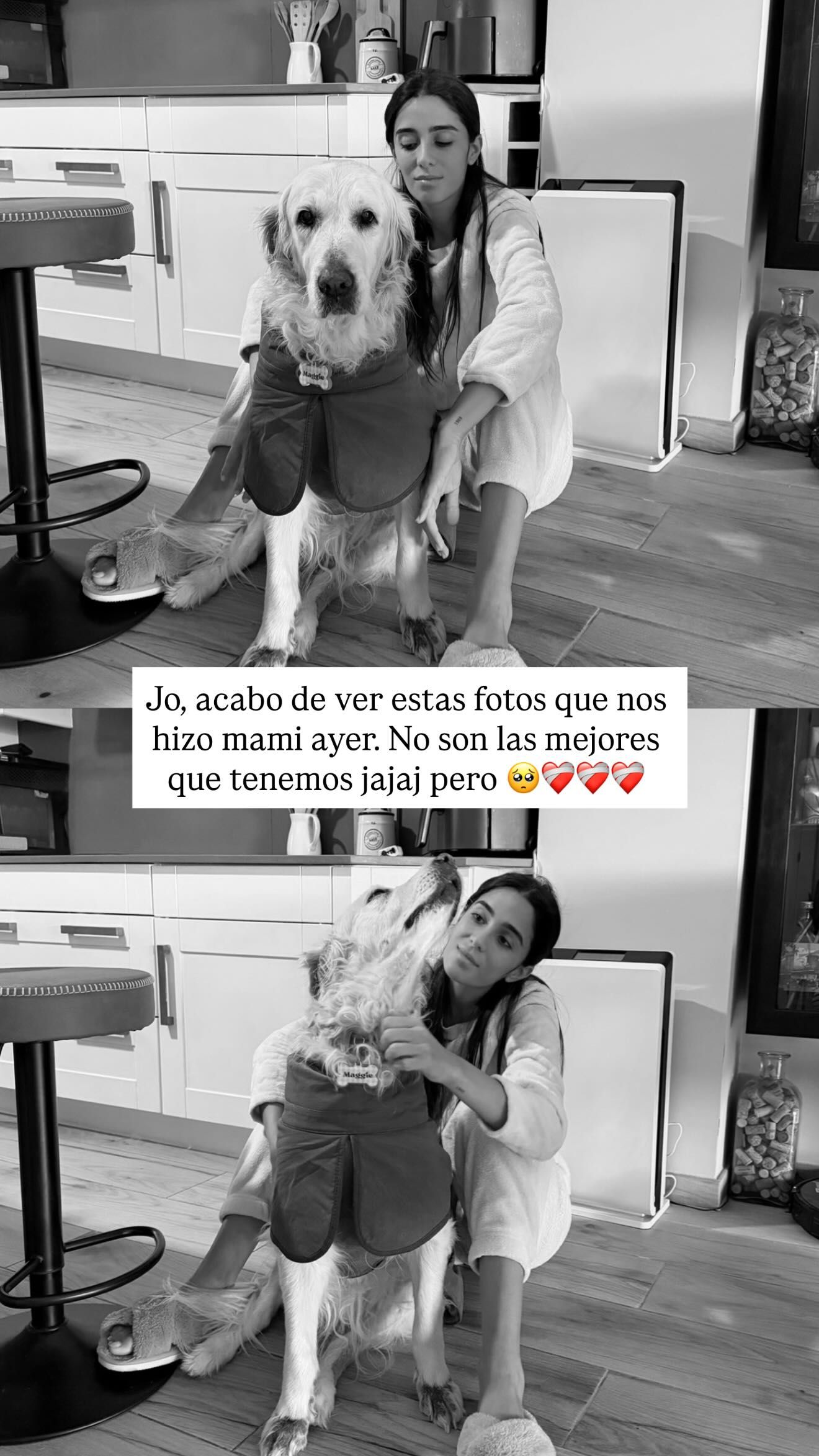 Claudia con su perrita en su última visita a Barcelona