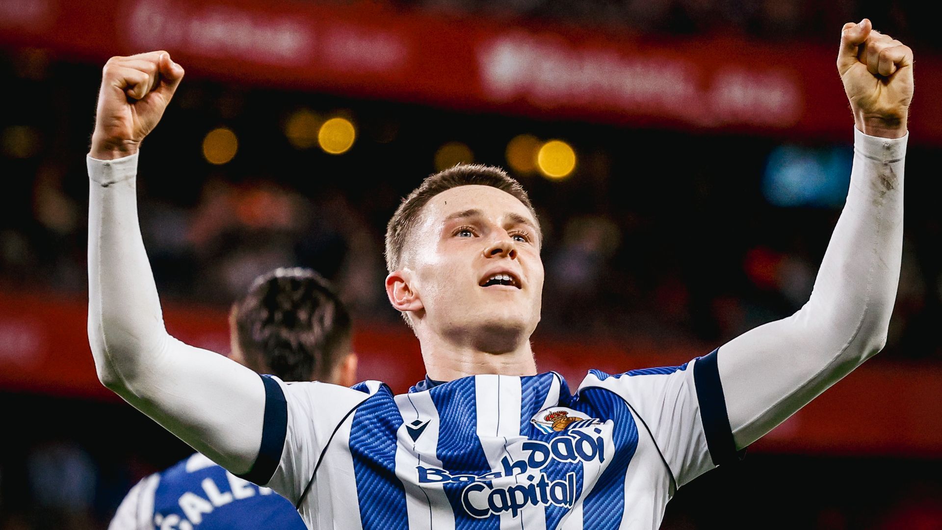 Beñat Turrientes celebra su gol en San Mamés