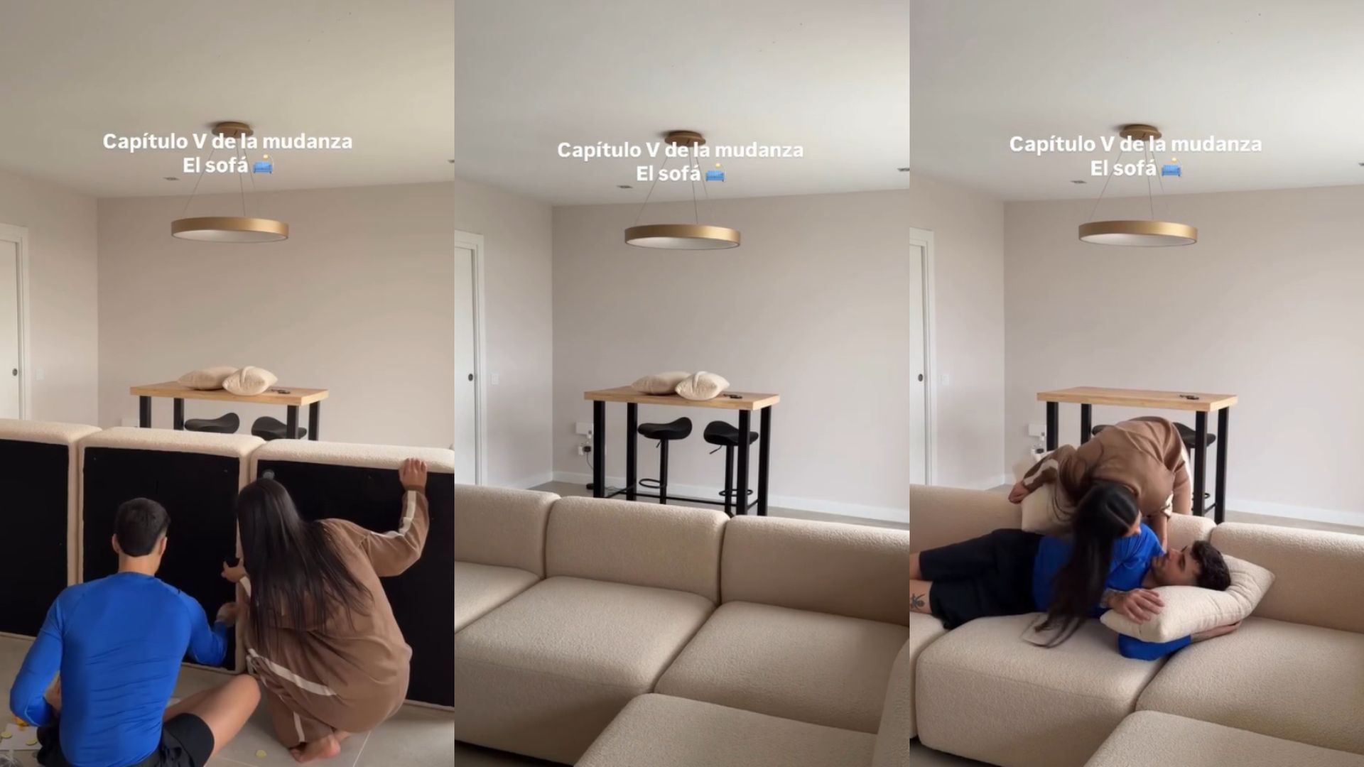 Claudia Martínez y Mario González estrenan sofá en su nueva casa y reciben críticas