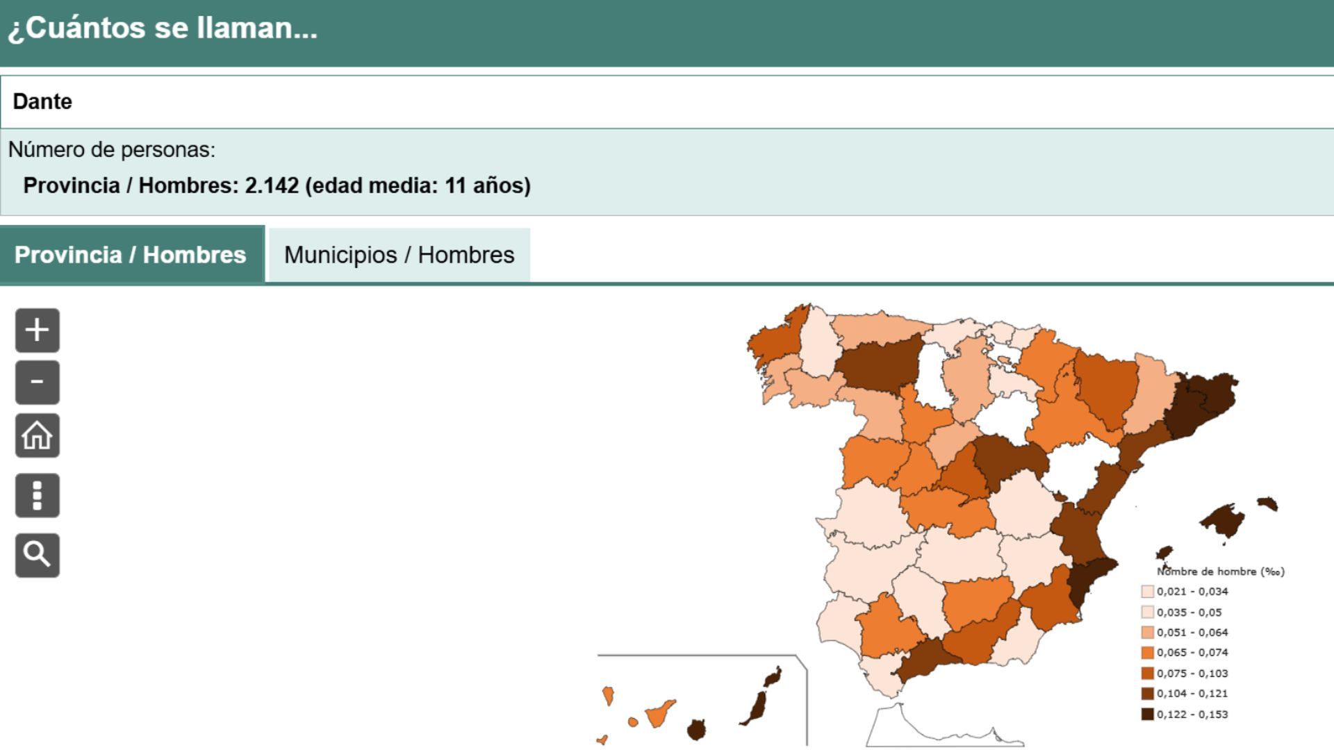 El número de Dantes en España, según el INE