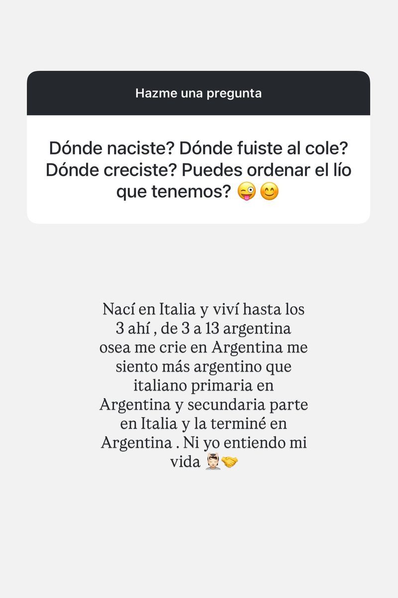 La respuesta de Fabbio Colloricchio sobre sus orígenes y de dónde es