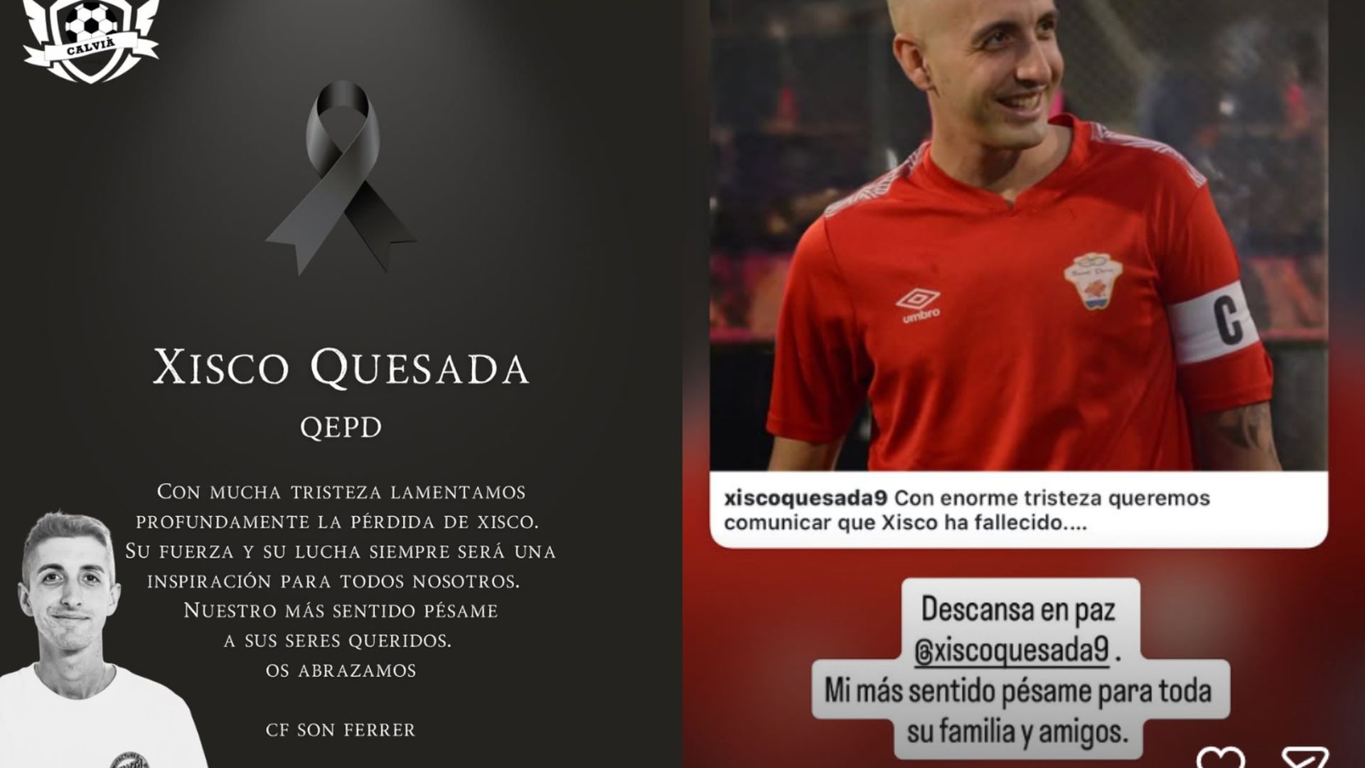 Mensajes de pésame por la muerte de Xisco Quesada