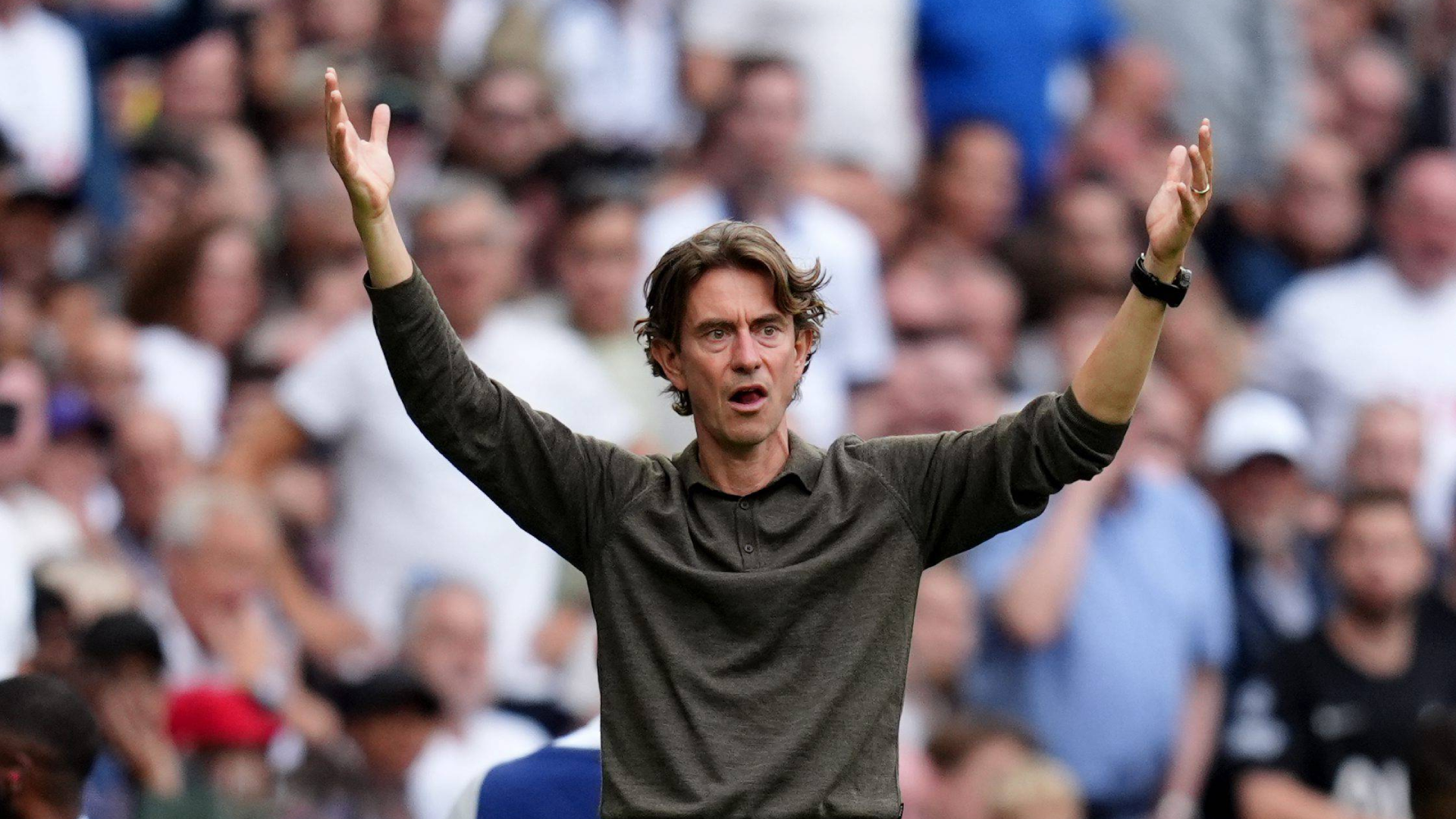 Thomas Frank, en un partido con el Tottenham