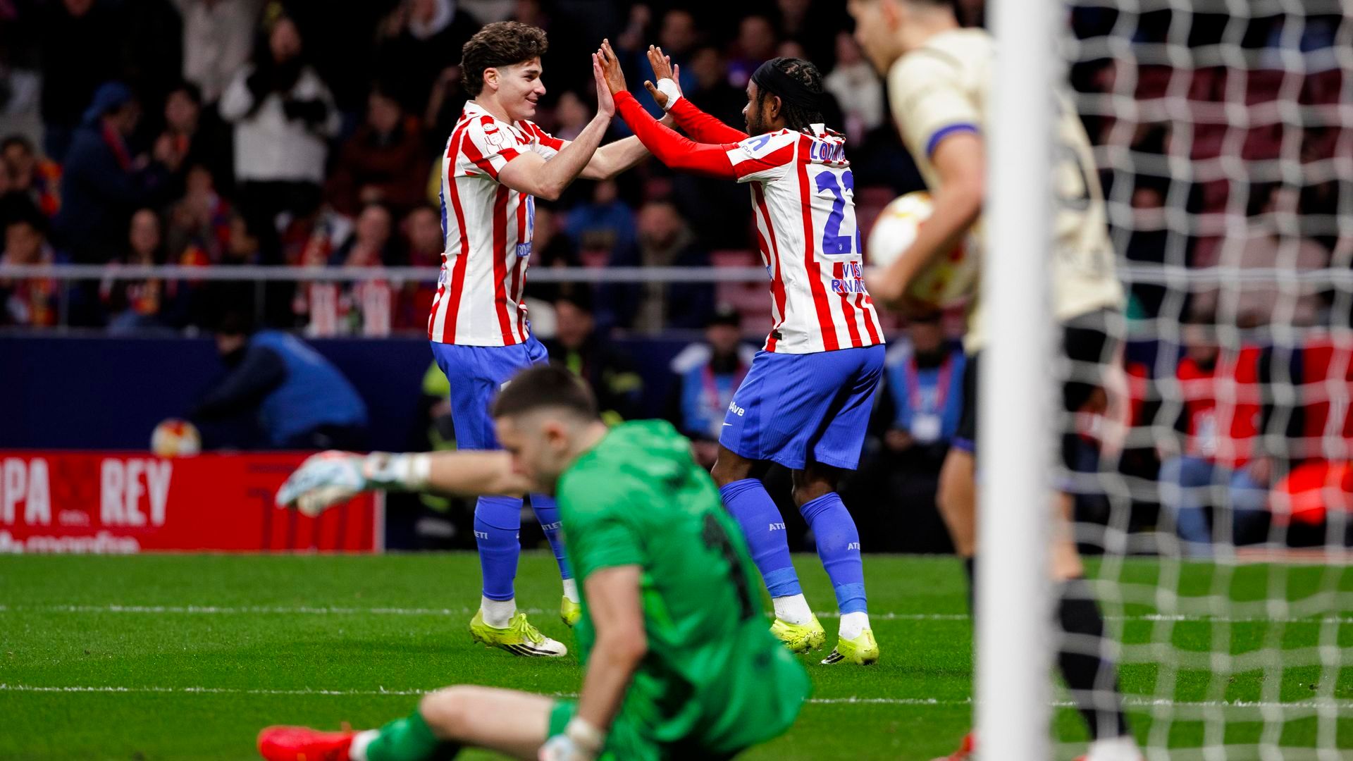 Celebración de gol del Atlético