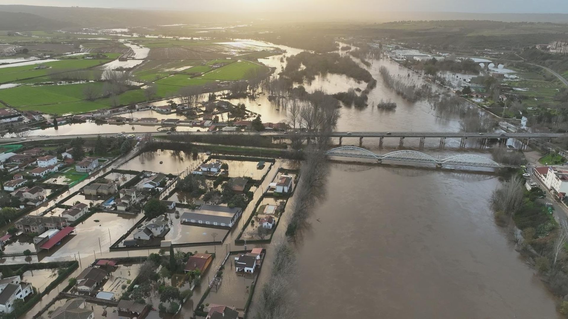 Desbordamiento del río Alagón a su paso por Coria, Cáceres