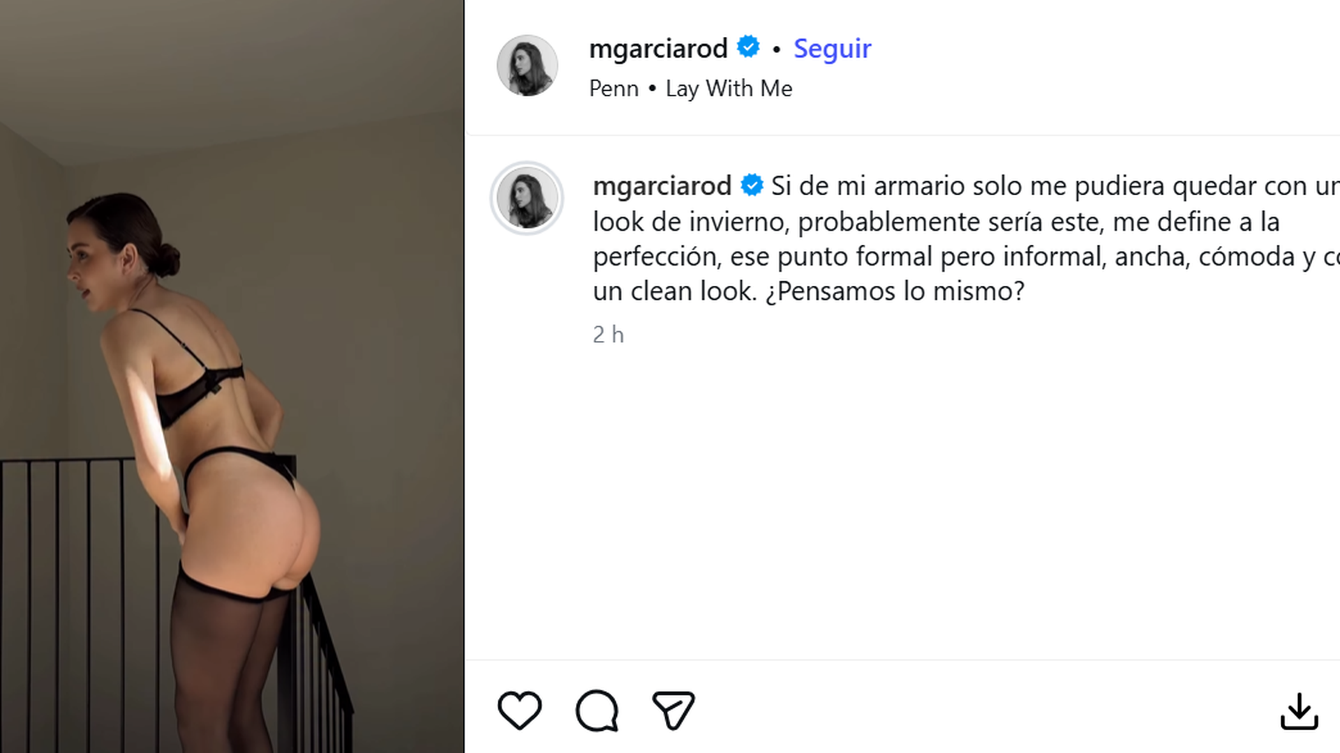 Marina García en el post de Instagram donde ha recibido críticas