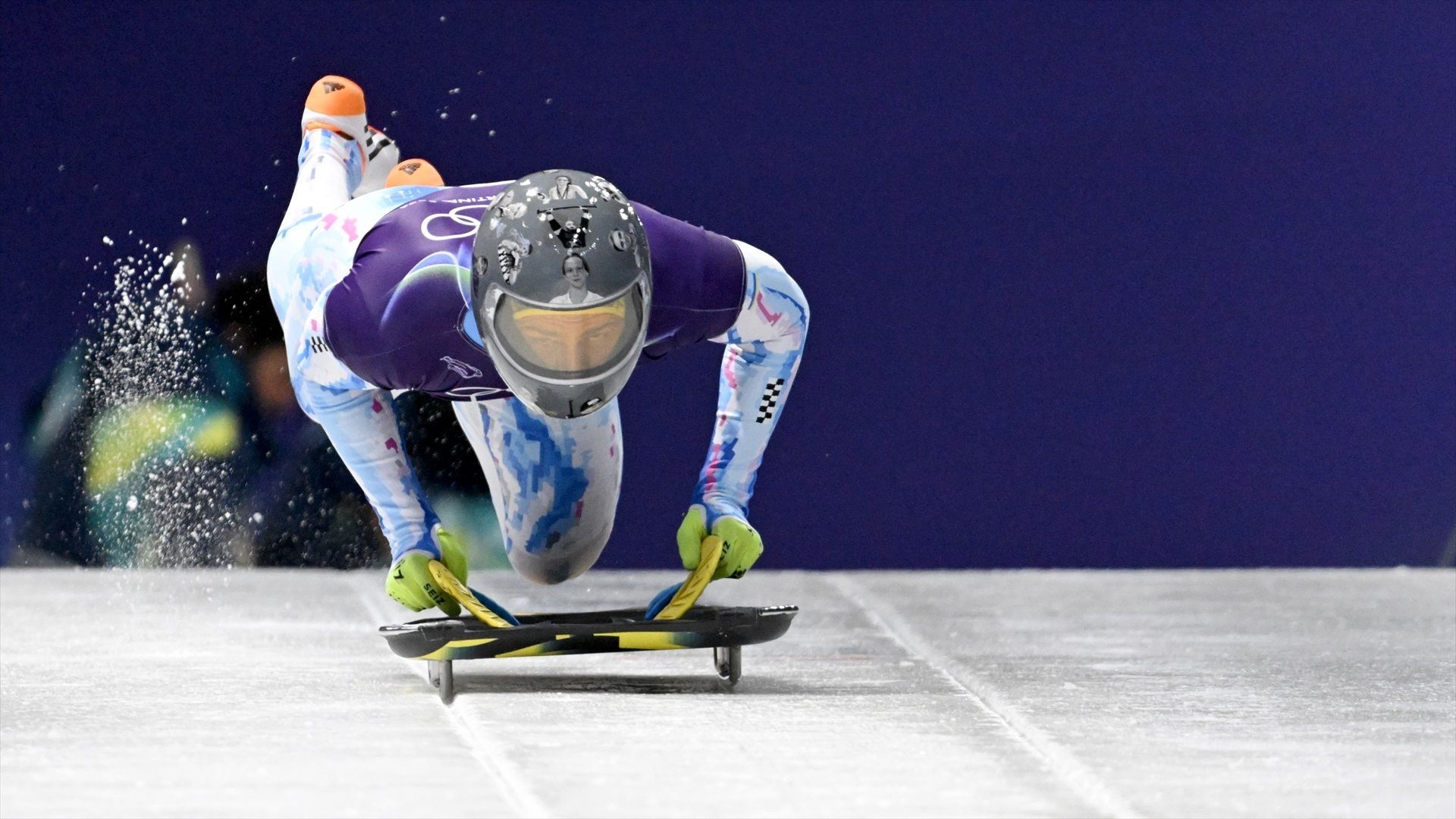 Vladyslav Heraskevych, con el casco en una sesión de entrenamiento
