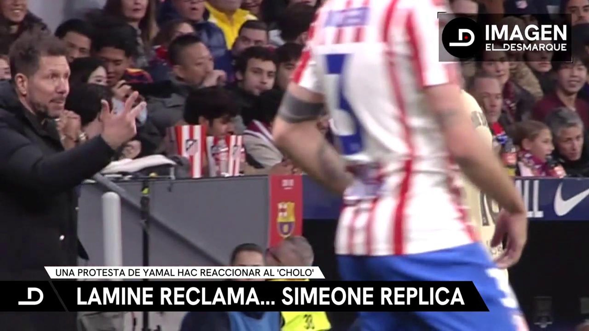 La conversación entre el Cholo y Lamine durante el partido