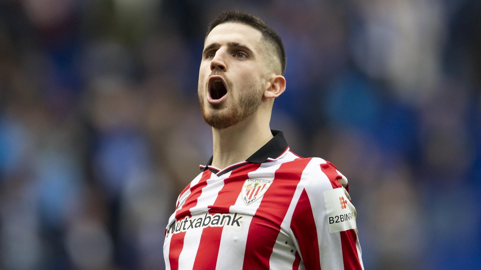 El aullido de Oihan Sancet tras marcar gol ante el Real Oviedo en el Carlos Tartiere