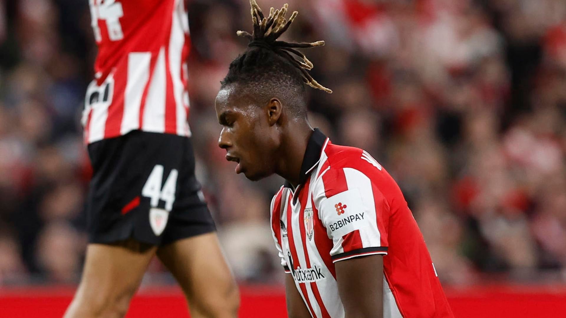 Nico Williams frustrado en Copa ante la Real Sociedad en San Mamés