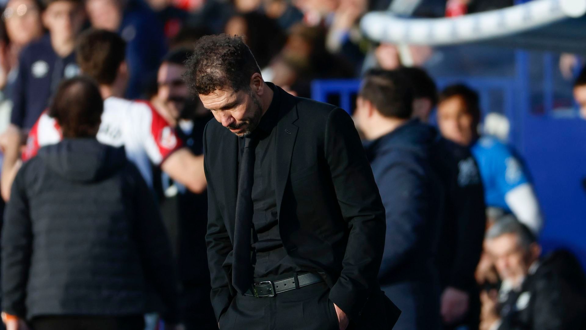 Simeone, durante el Rayo Vallecano - Atlético de Madrid