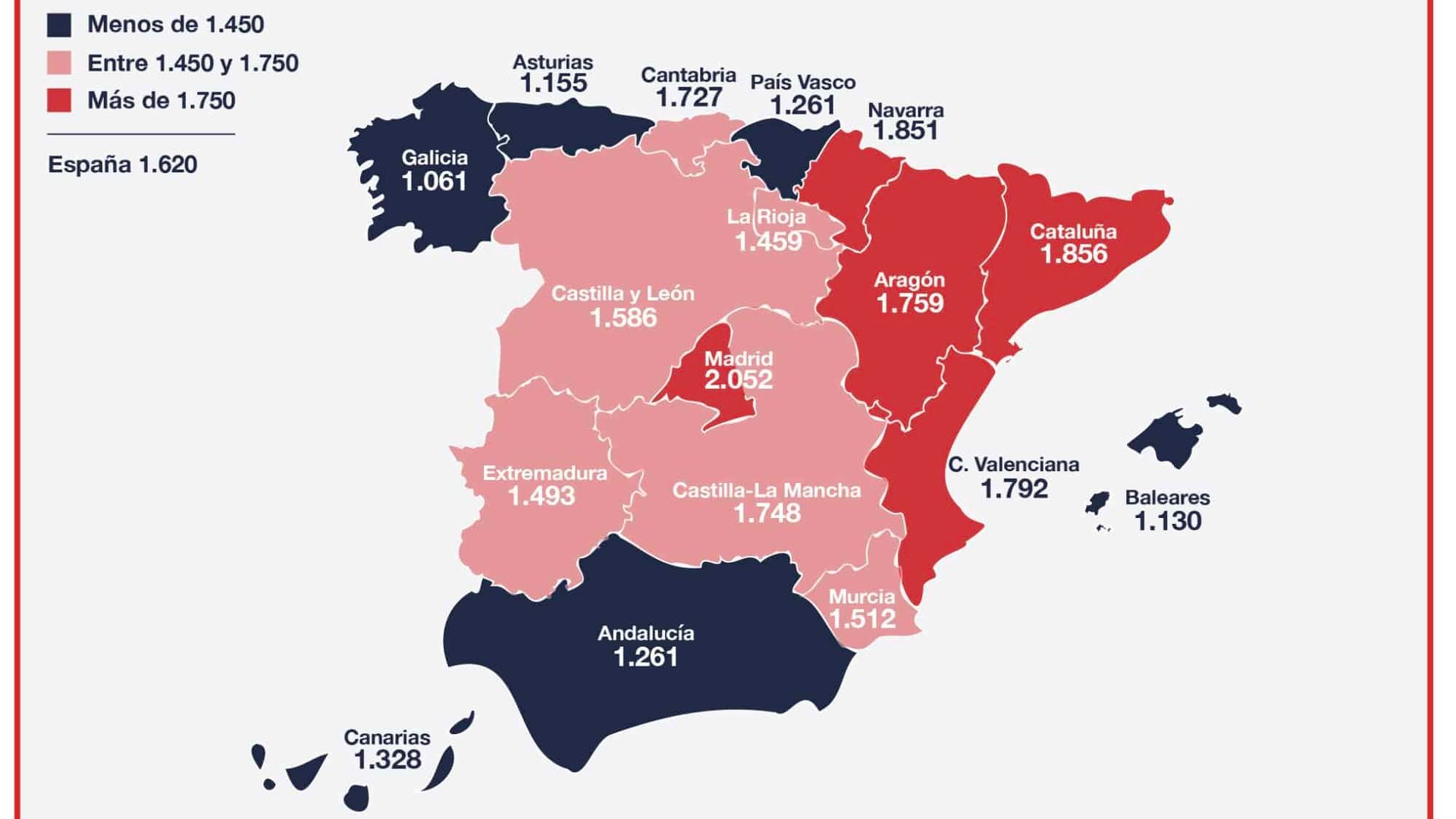 Tasas, precios públicos y otros ingresos por alumno (euros) por CC.AA en 2023