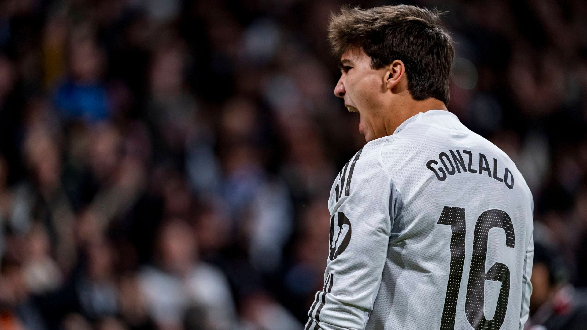 Gonzalo García celebrando en el Bernabéu