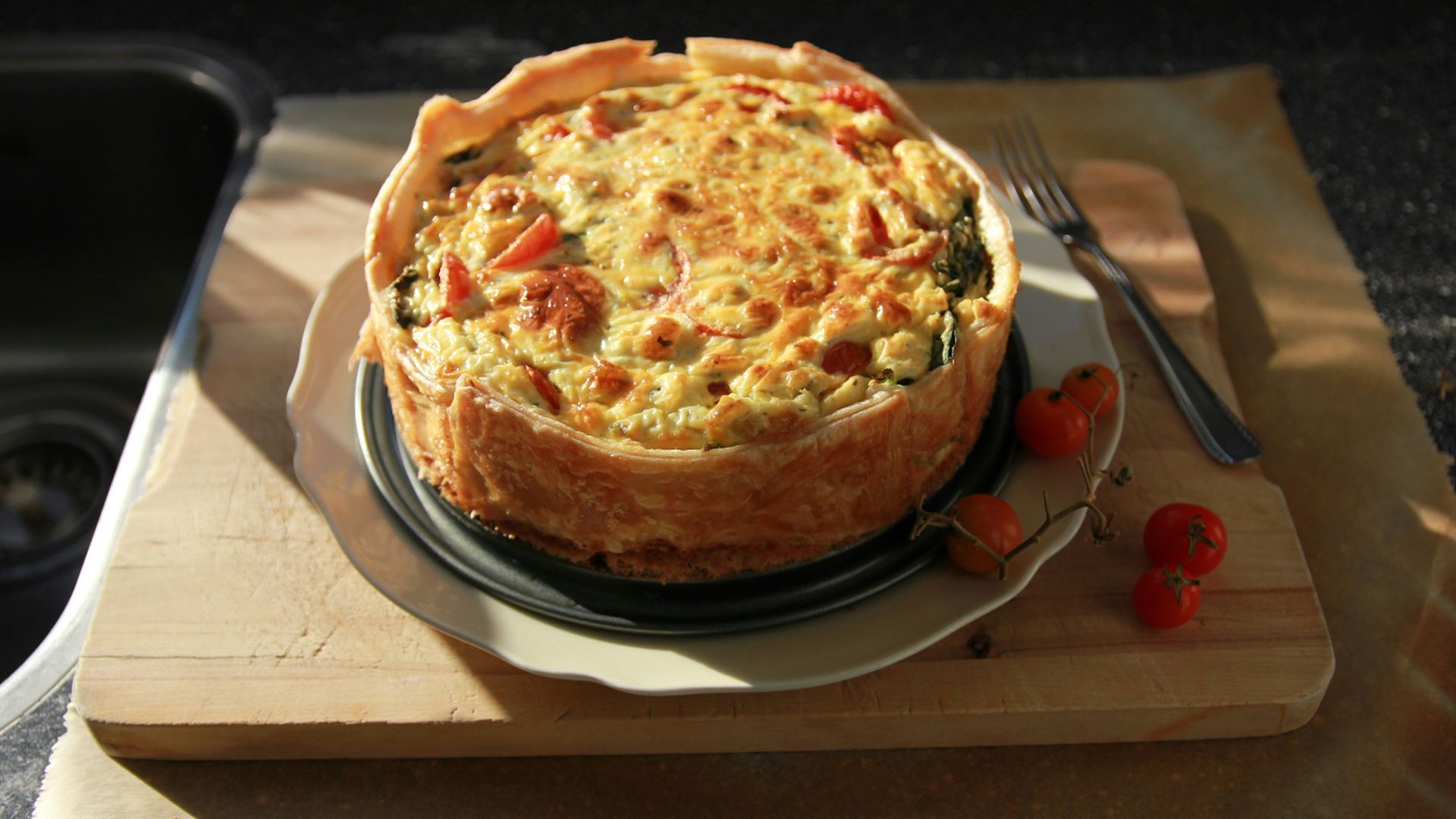 pastel de langostino y brocoli