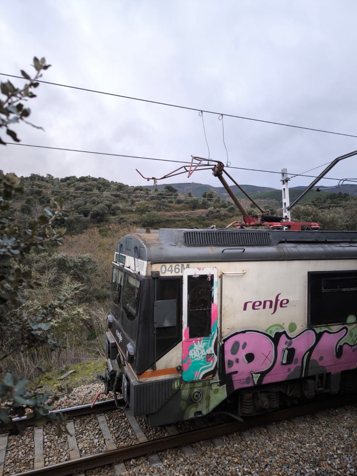 Así quedó el tren parado en la vía, entre O Barco y Ourense