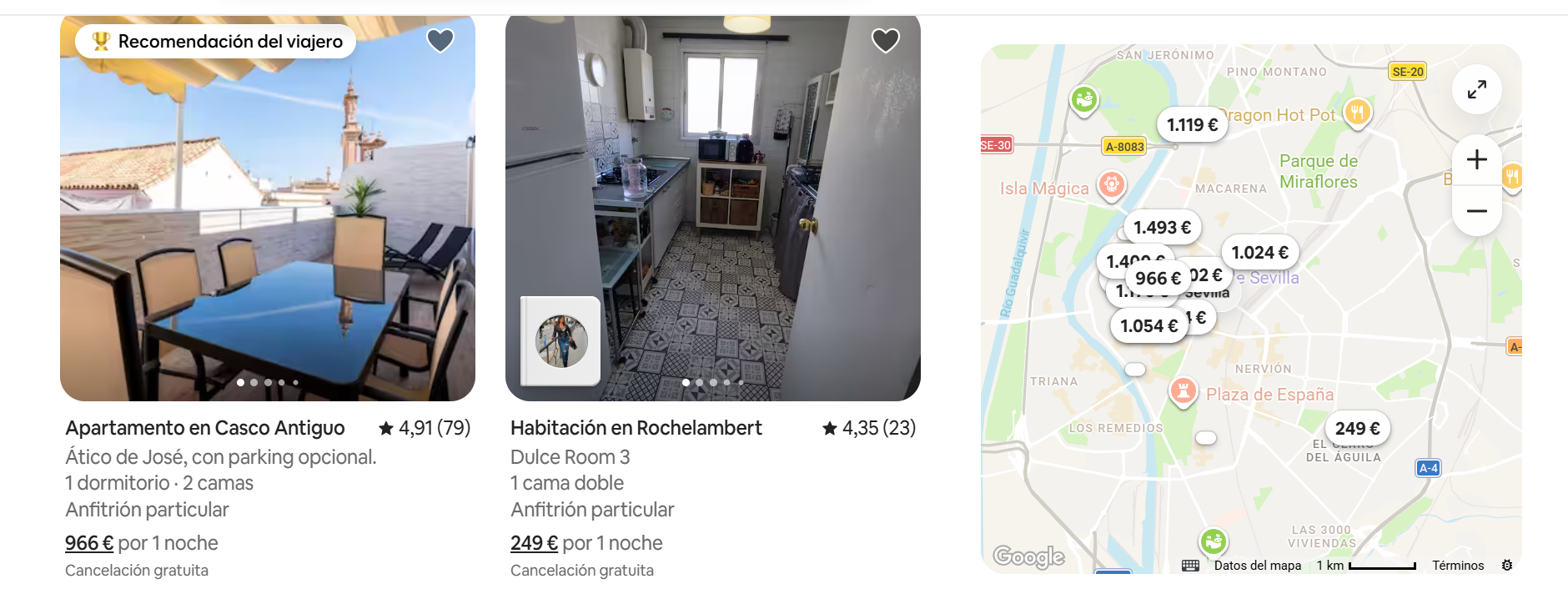 Captura alojamientos en Sevilla