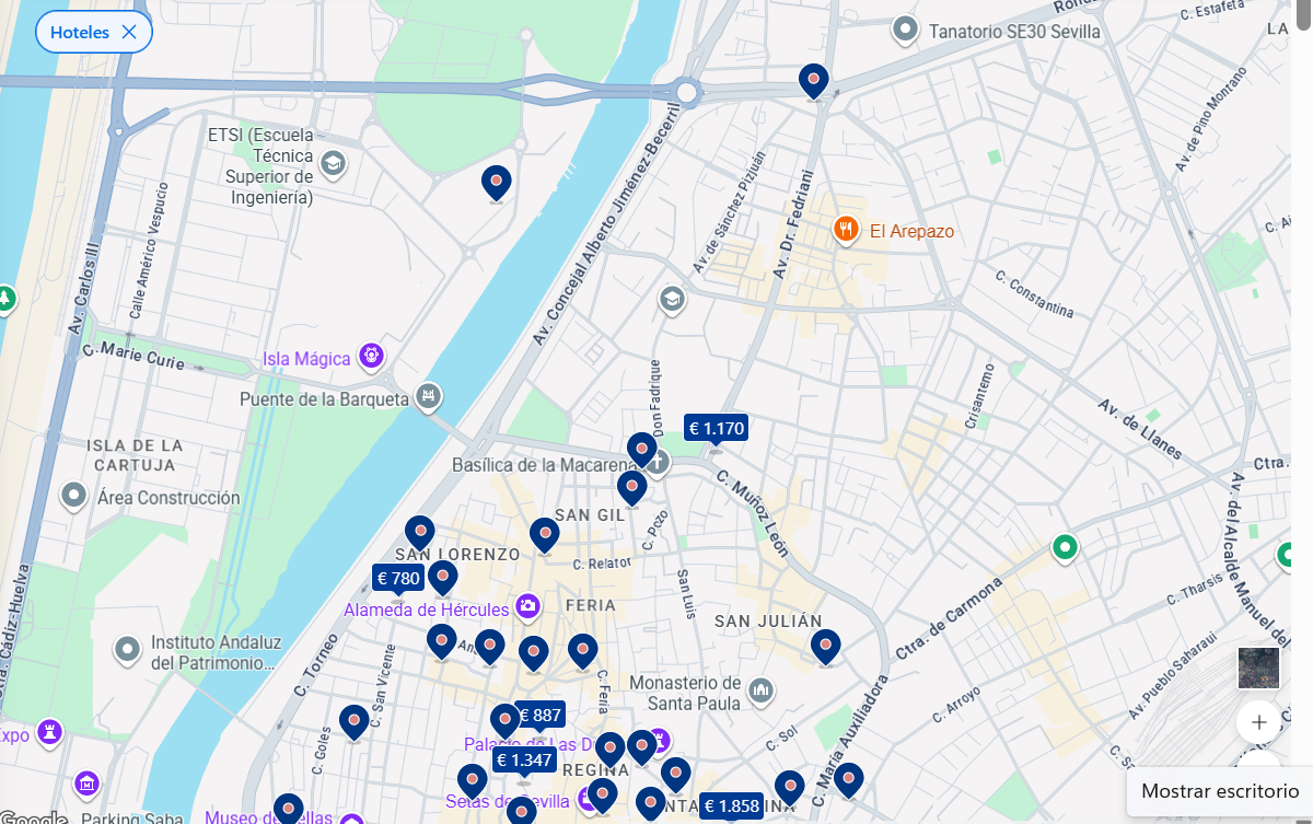 Captura alojamientos en Sevilla