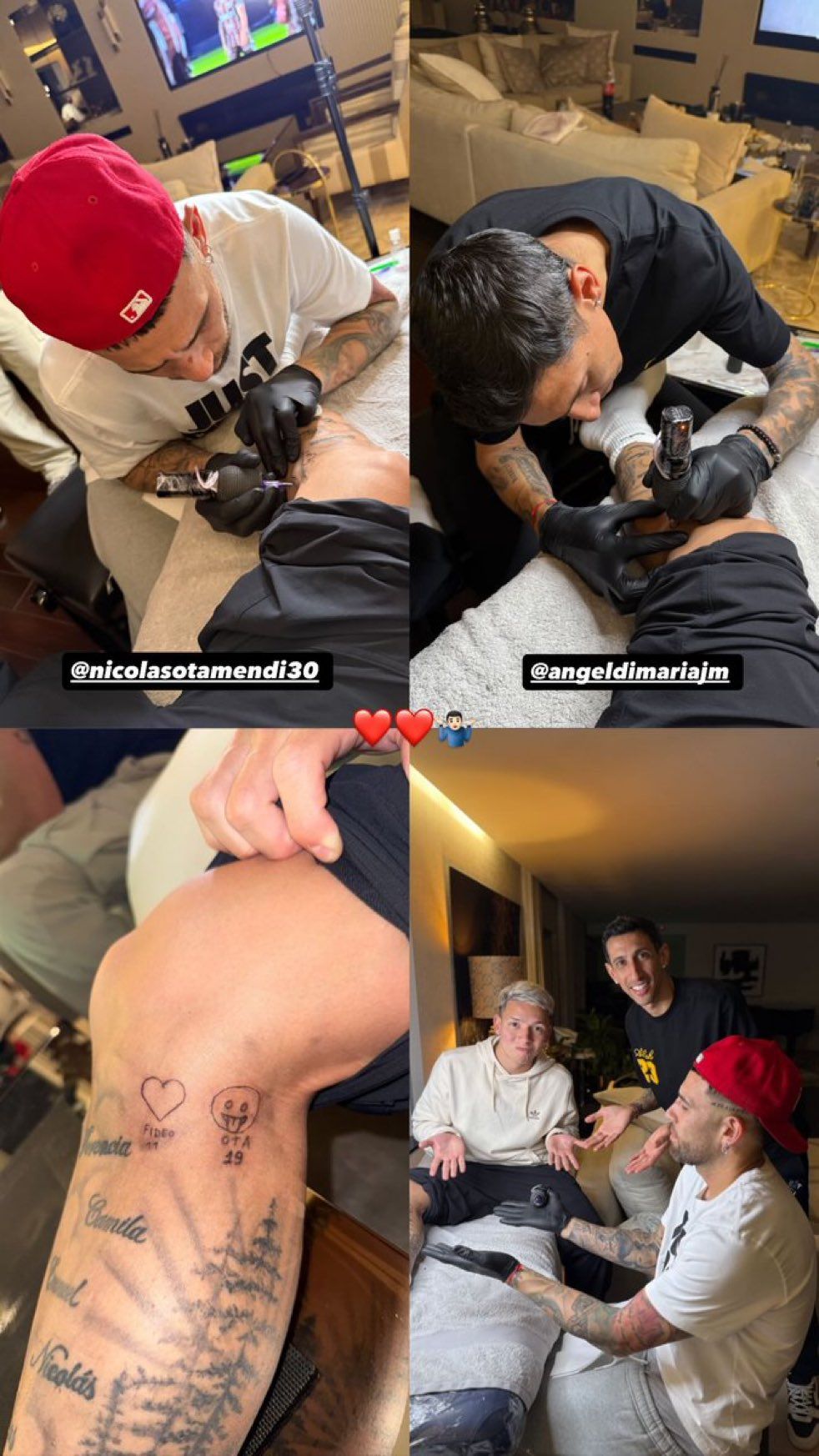 El tatuaje de Di María y Otamendi a Prestianni