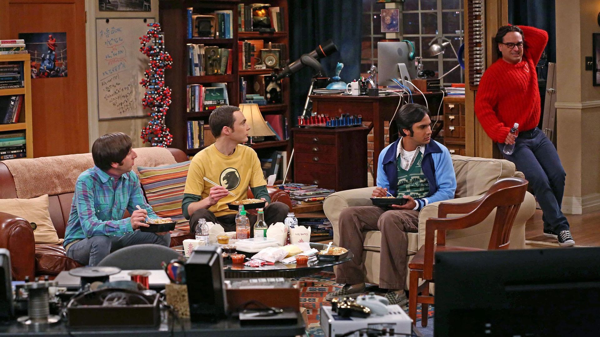 Simon Helberg , Jim Parsons, Kunal Nayyar y Johnny Galecki, en la serie