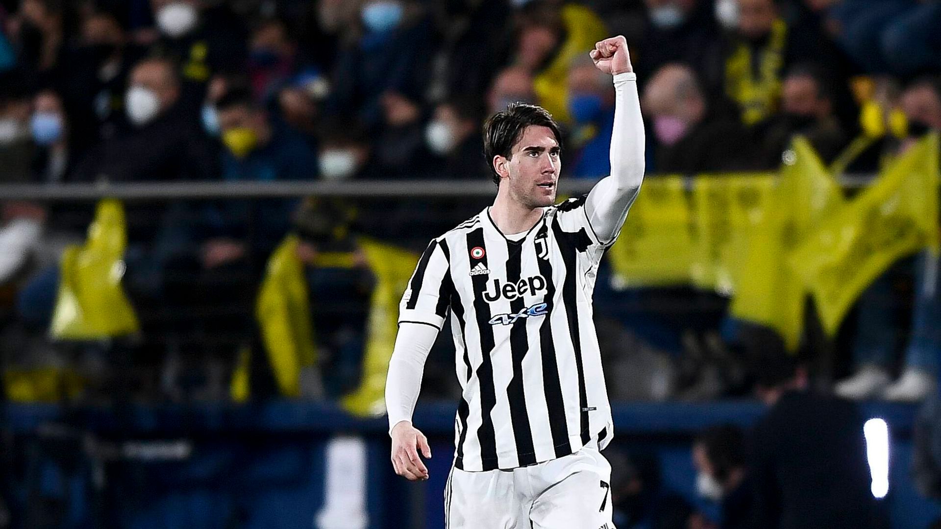 Dusan Vlahovic celebra su gol al Villarreal