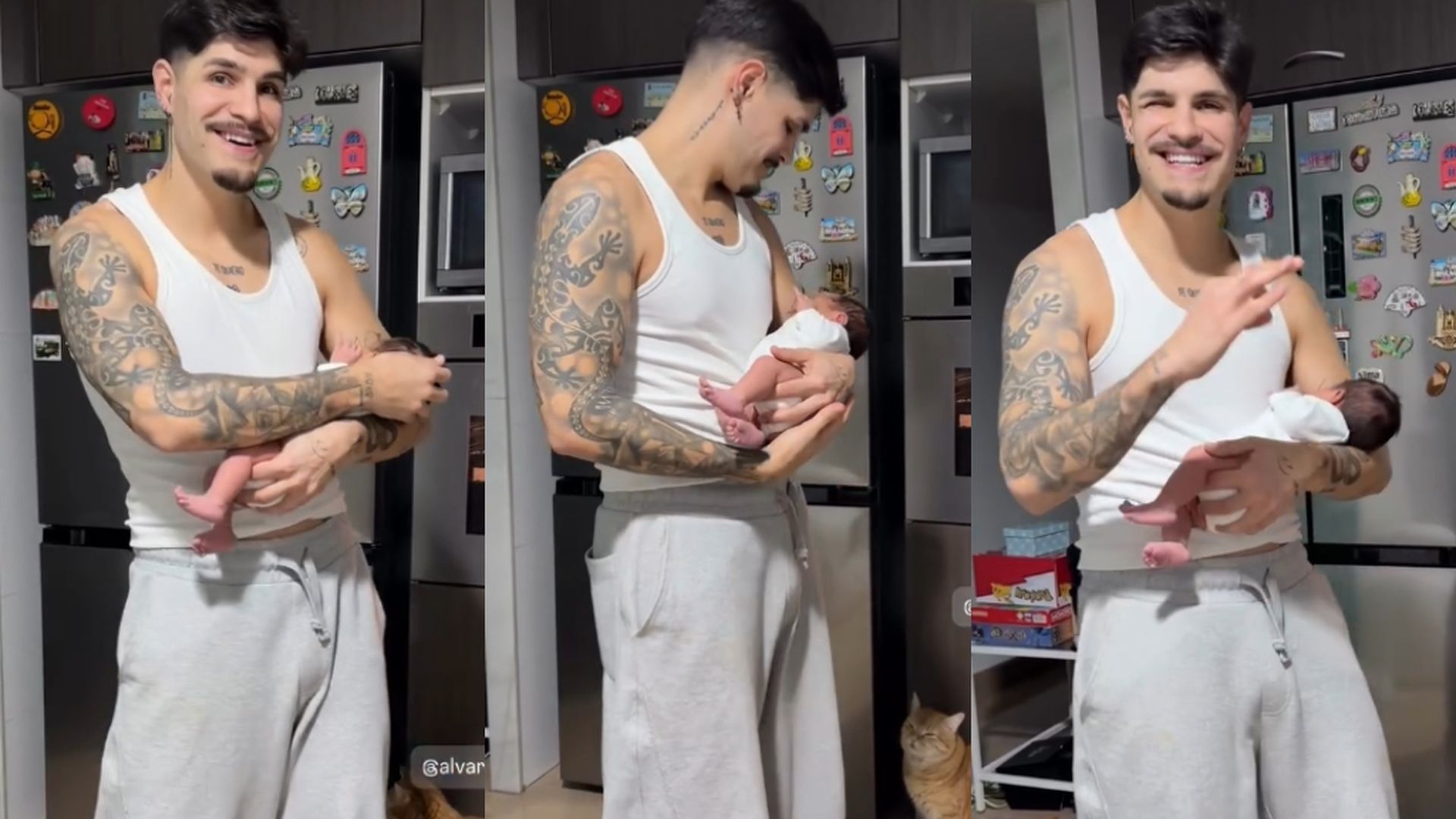 Álvaro Rubio, con su hija recién nacida, Alma