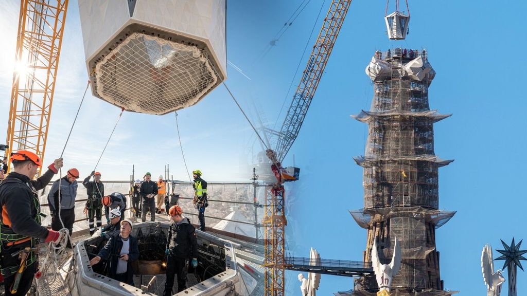 El templo de la Sagrada Familia alcanza su altura máxima: 172,5 metros