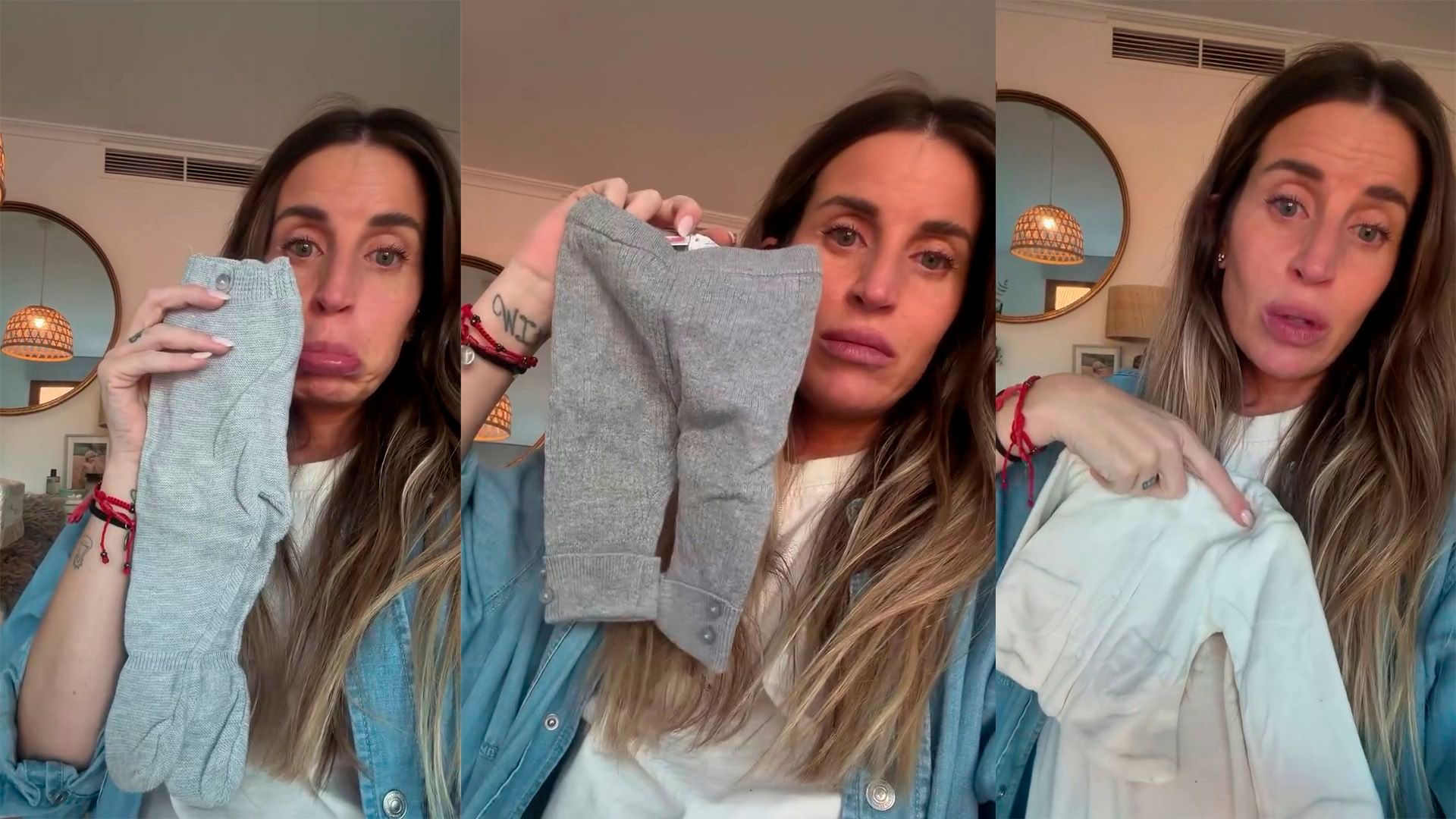 Marta Castro enseña la ropa de cuando Hugo era bebé