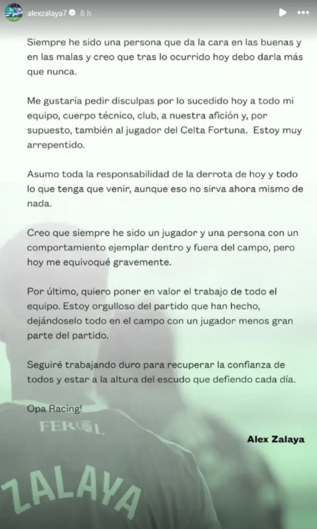 Carta de Álex Zelaya