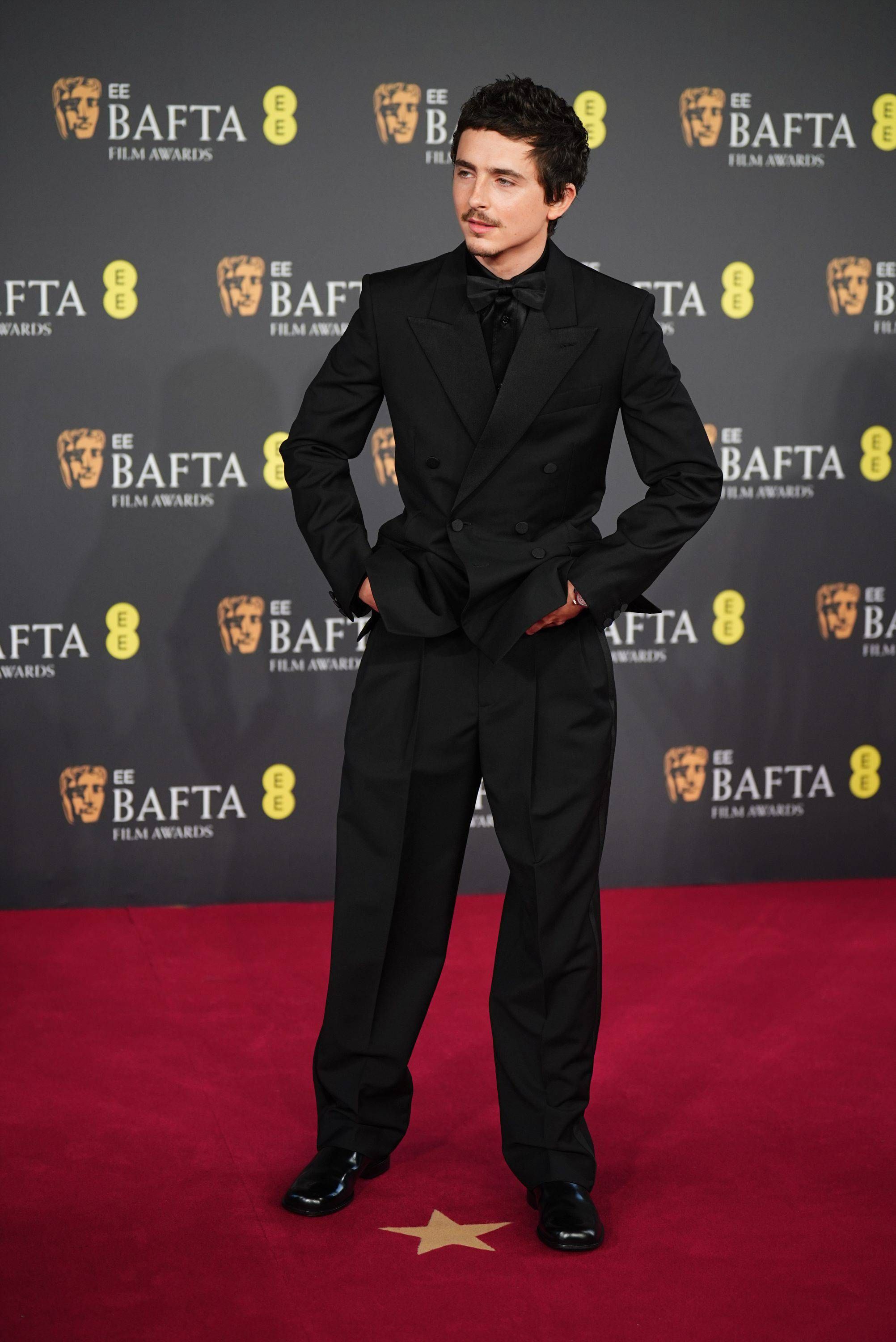 Timothée Chalamet en la alfombra roja de los Bafta 2026